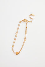 Gold-Plated Double-Layer Heart Charm Anklet