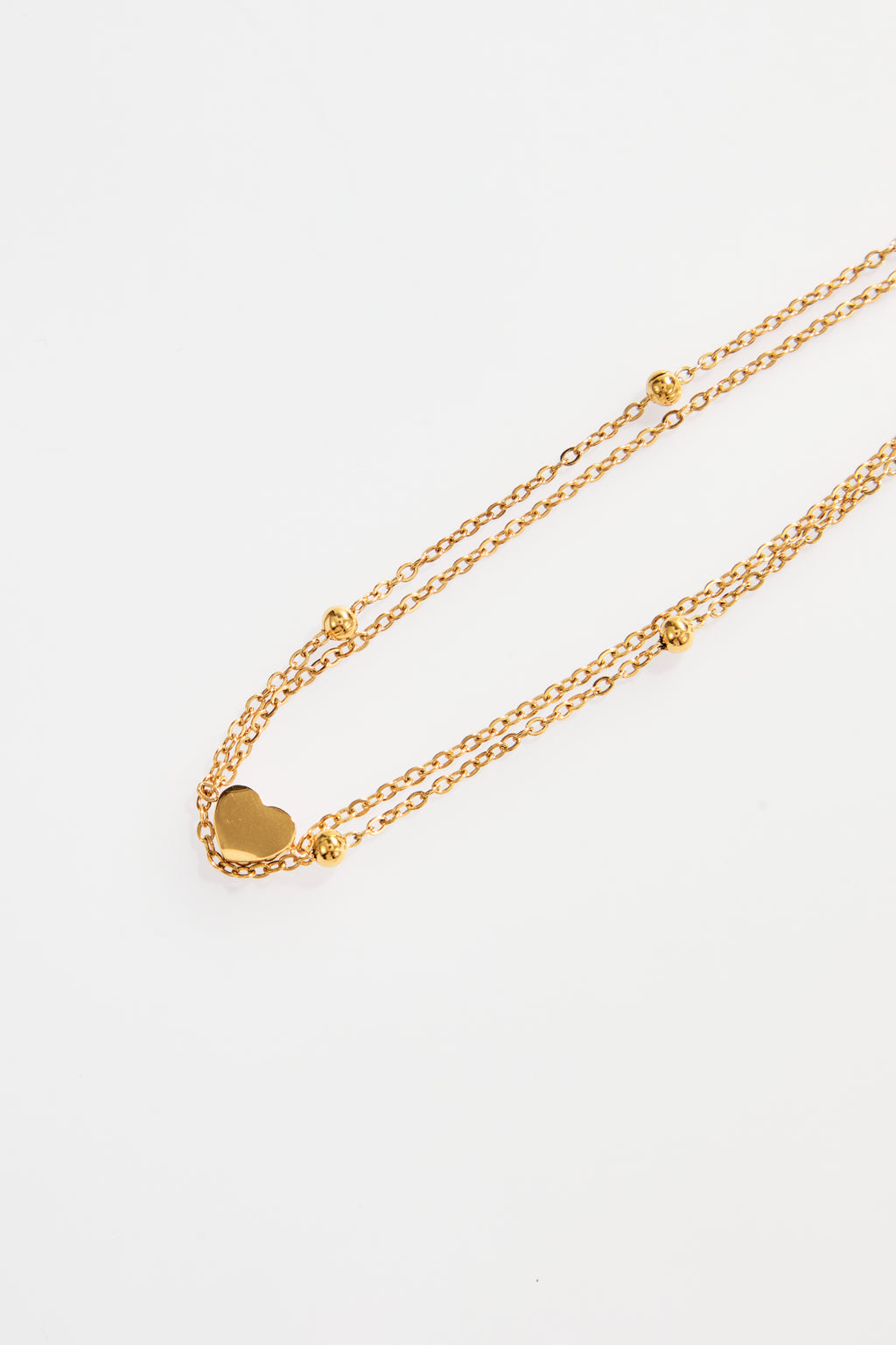 Gold-Plated Double-Layer Heart Charm Anklet