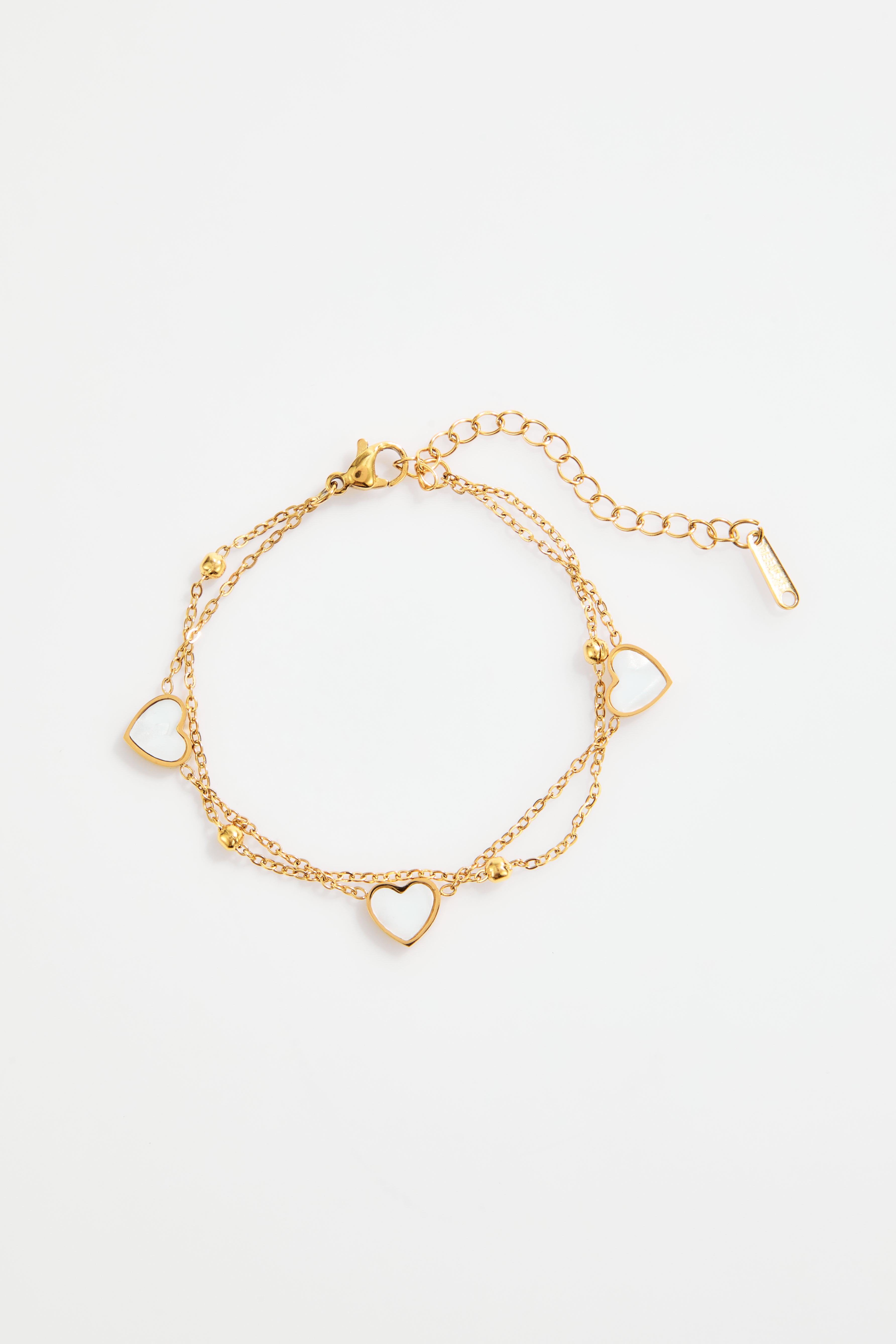 Gold-Plated Double-Layer Heart Charm Bracelet