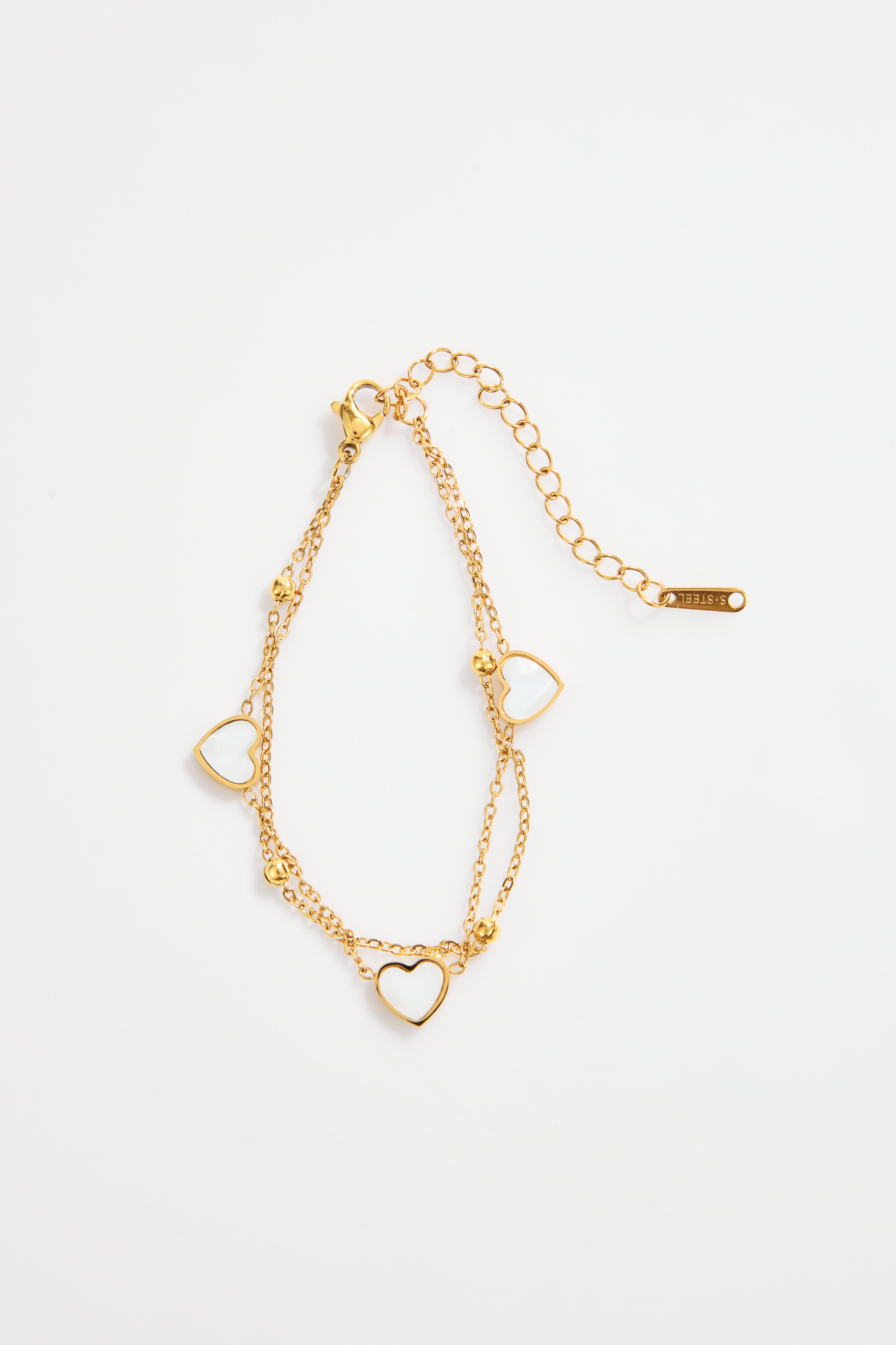 Gold-Plated Double-Layer Heart Charm Bracelet