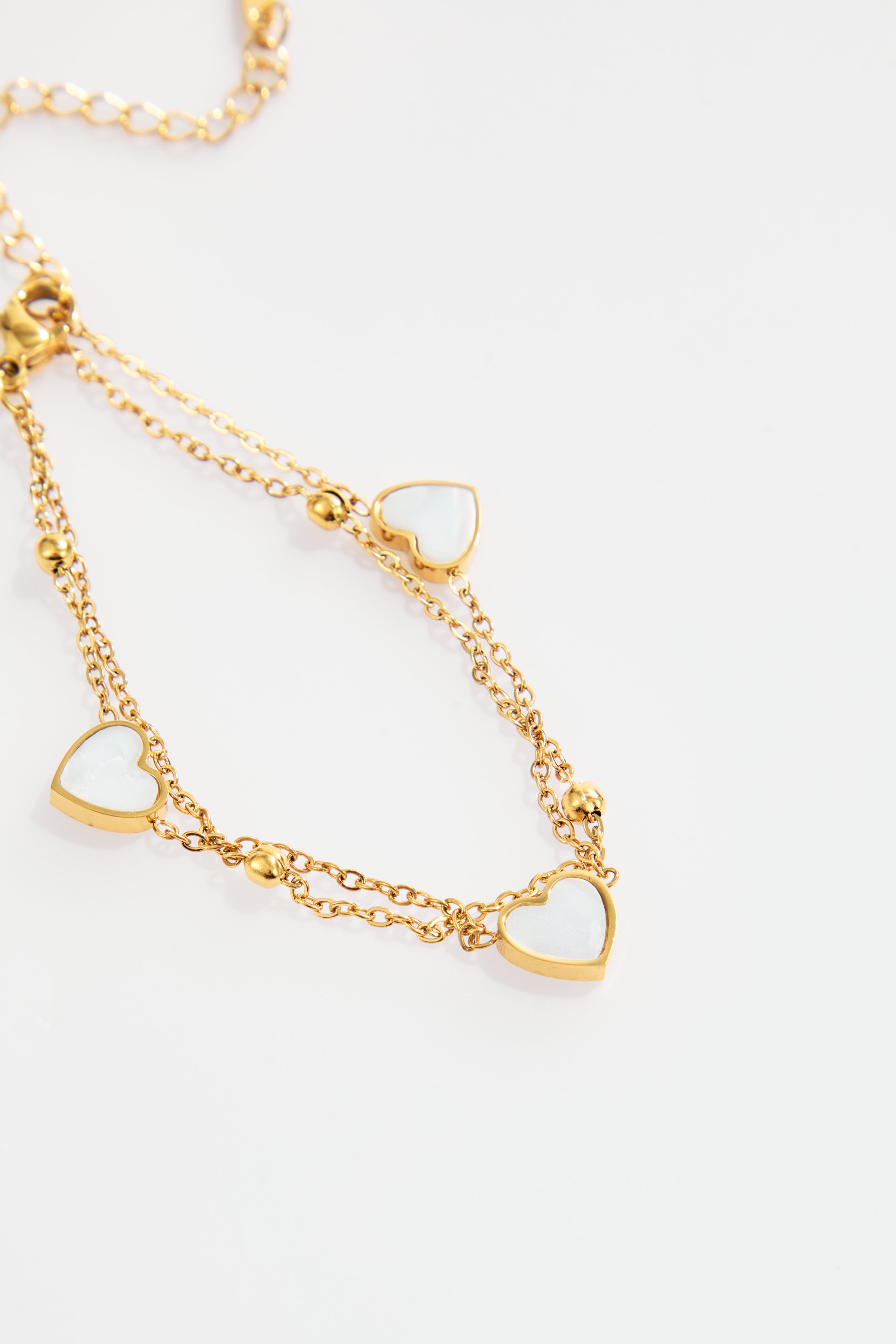 Gold-Plated Double-Layer Heart Charm Bracelet