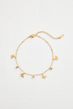 Gold-Plated Butterfly Charm & Crystal Bracelet