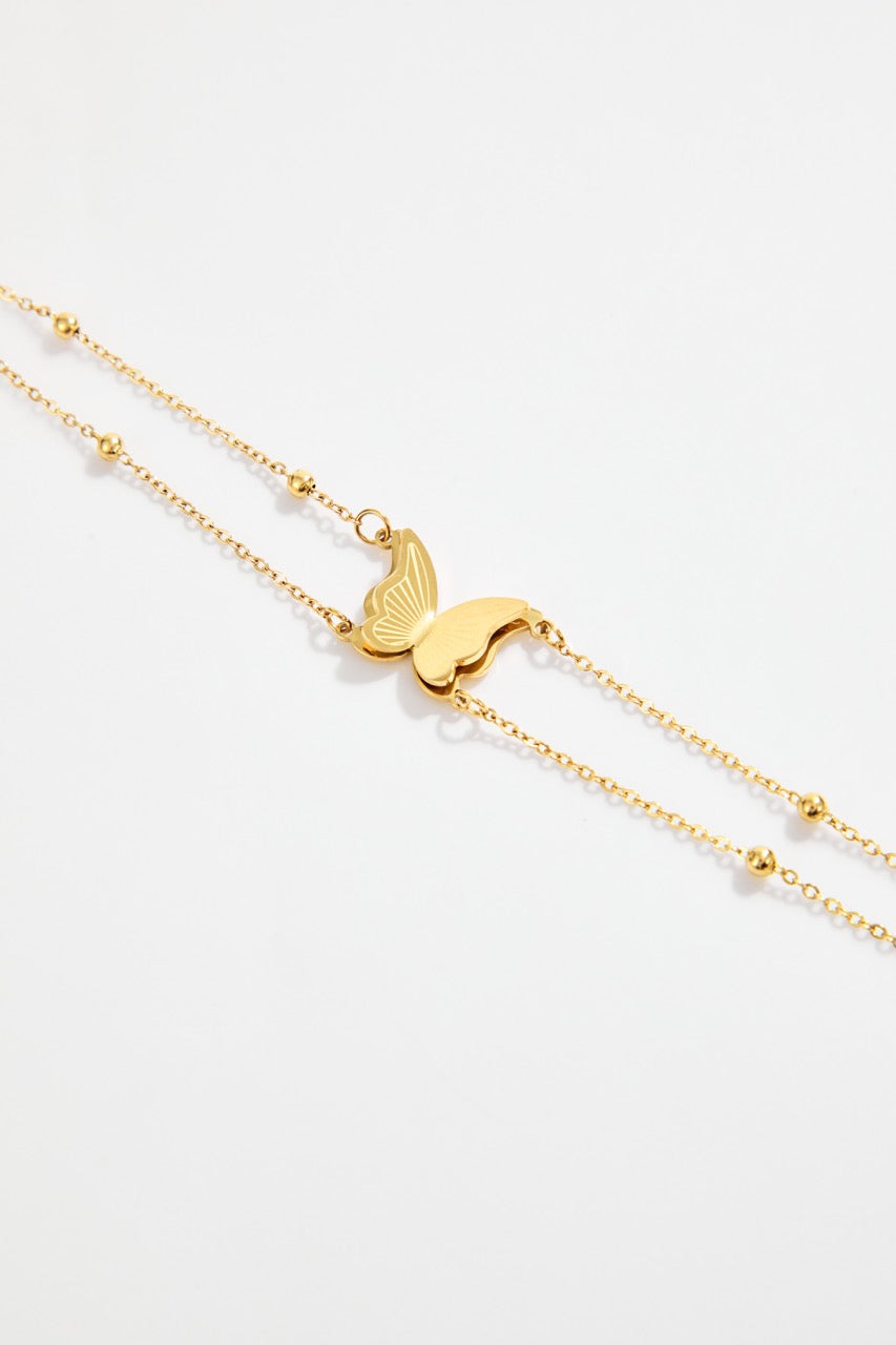 Gold-Plated Double-Layer Butterfly Bracelet