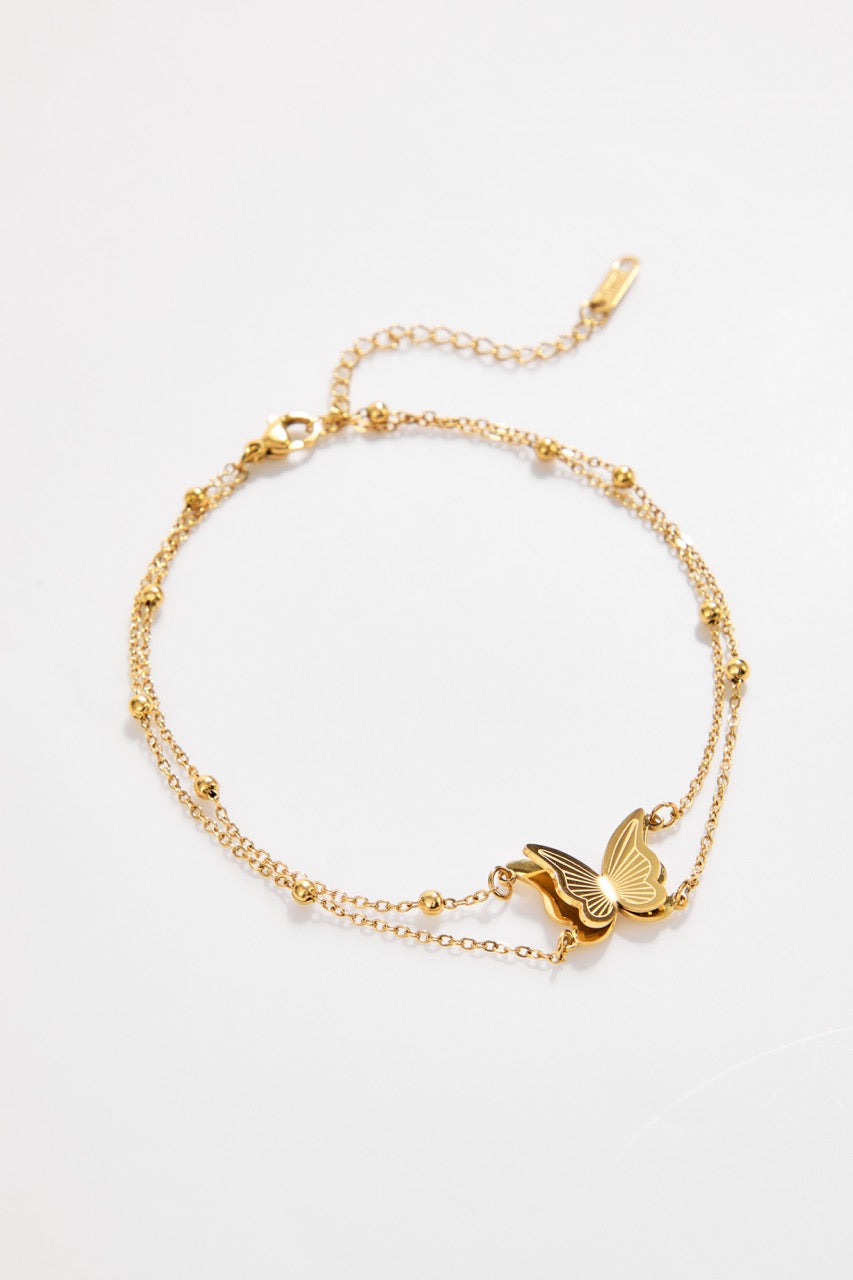Gold-Plated Double-Layer Butterfly Bracelet