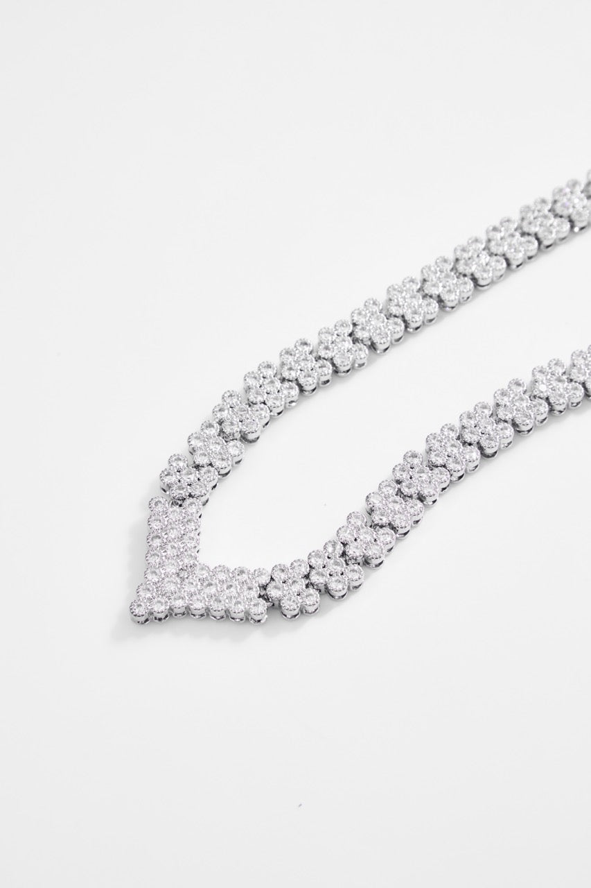 Silver-Toned CZ Floral Cluster Full Jewelry Set of 4