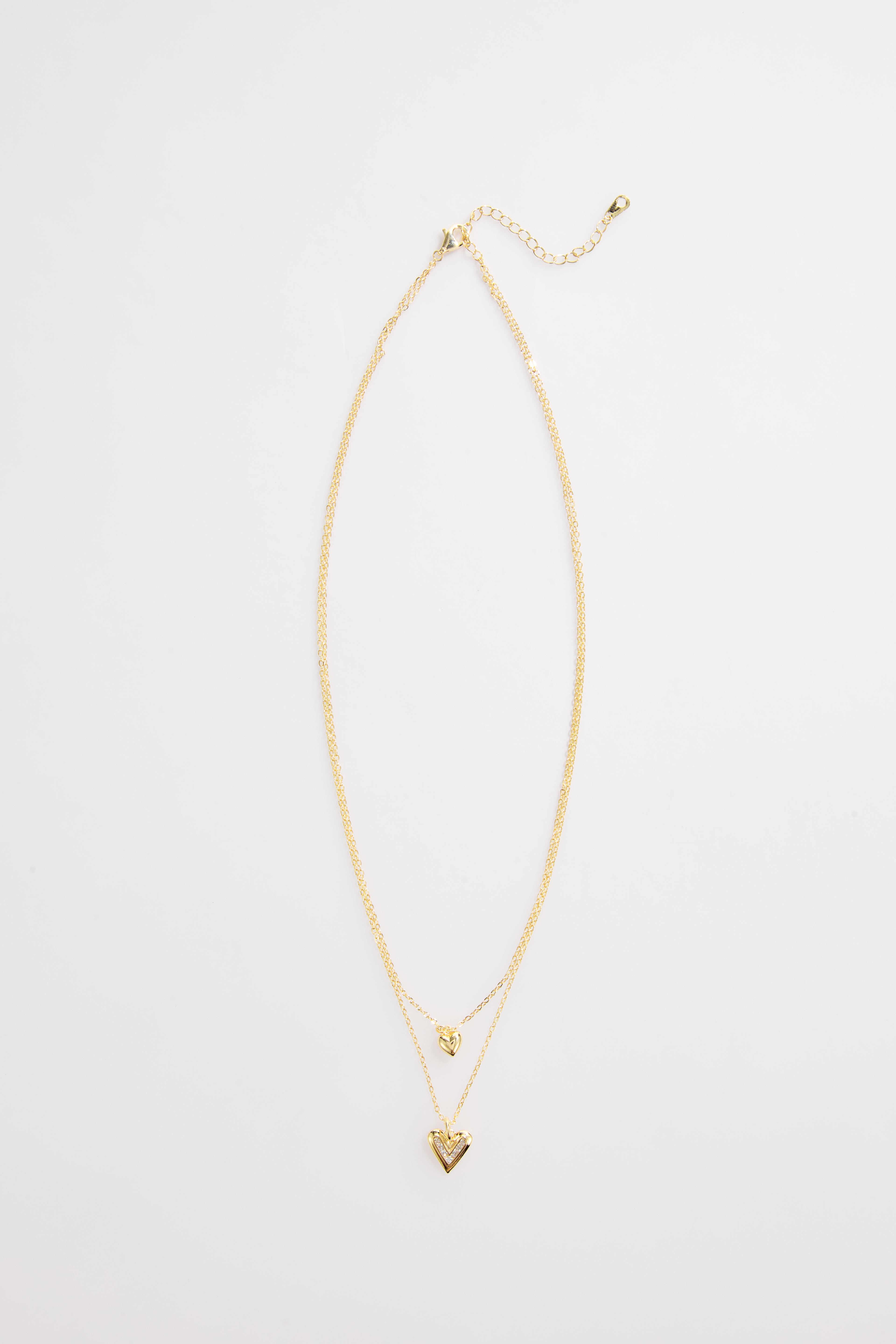 Gold-Plated Layered Double-Heart Necklace for Women
