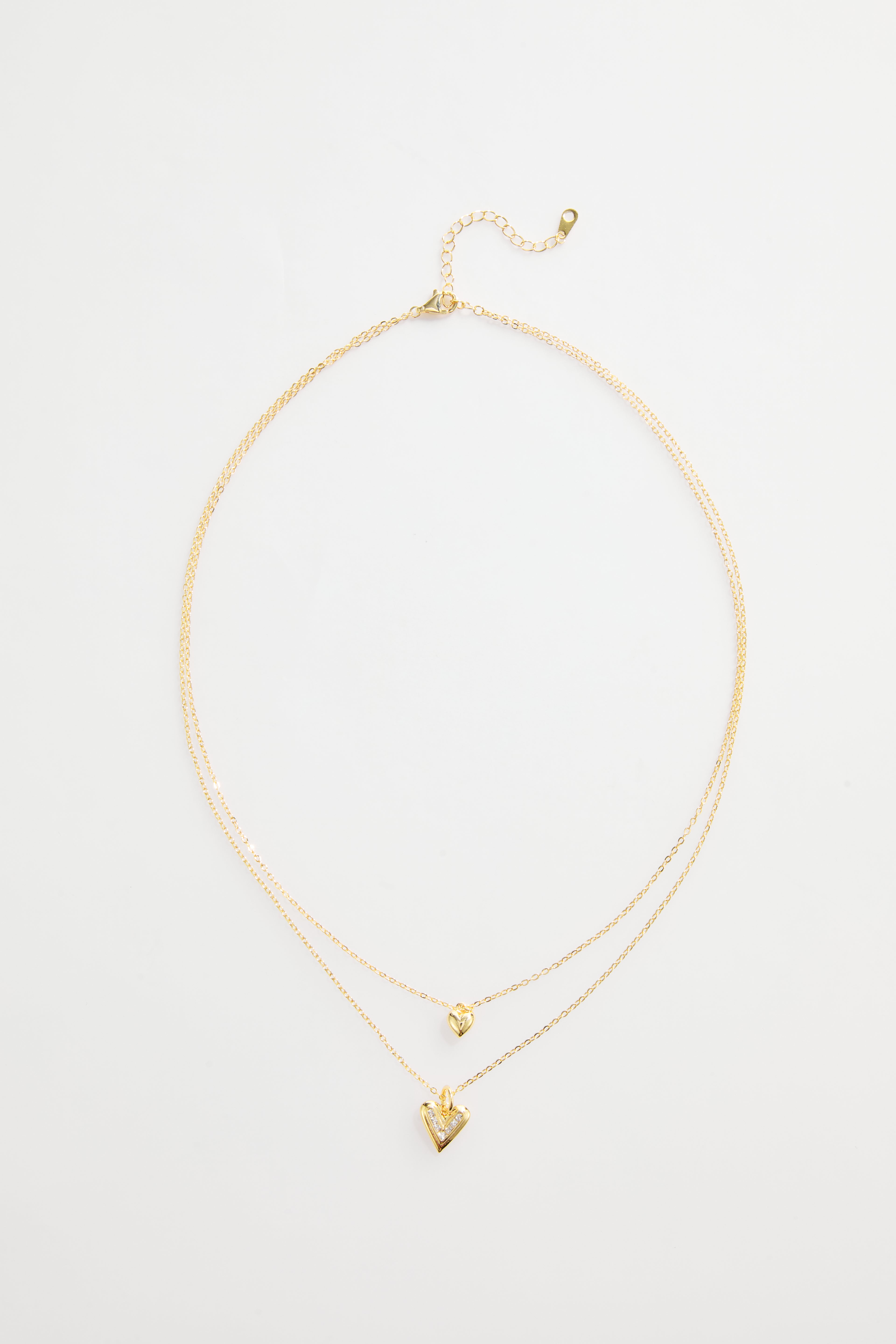 Gold-Plated Layered Double-Heart Necklace for Women