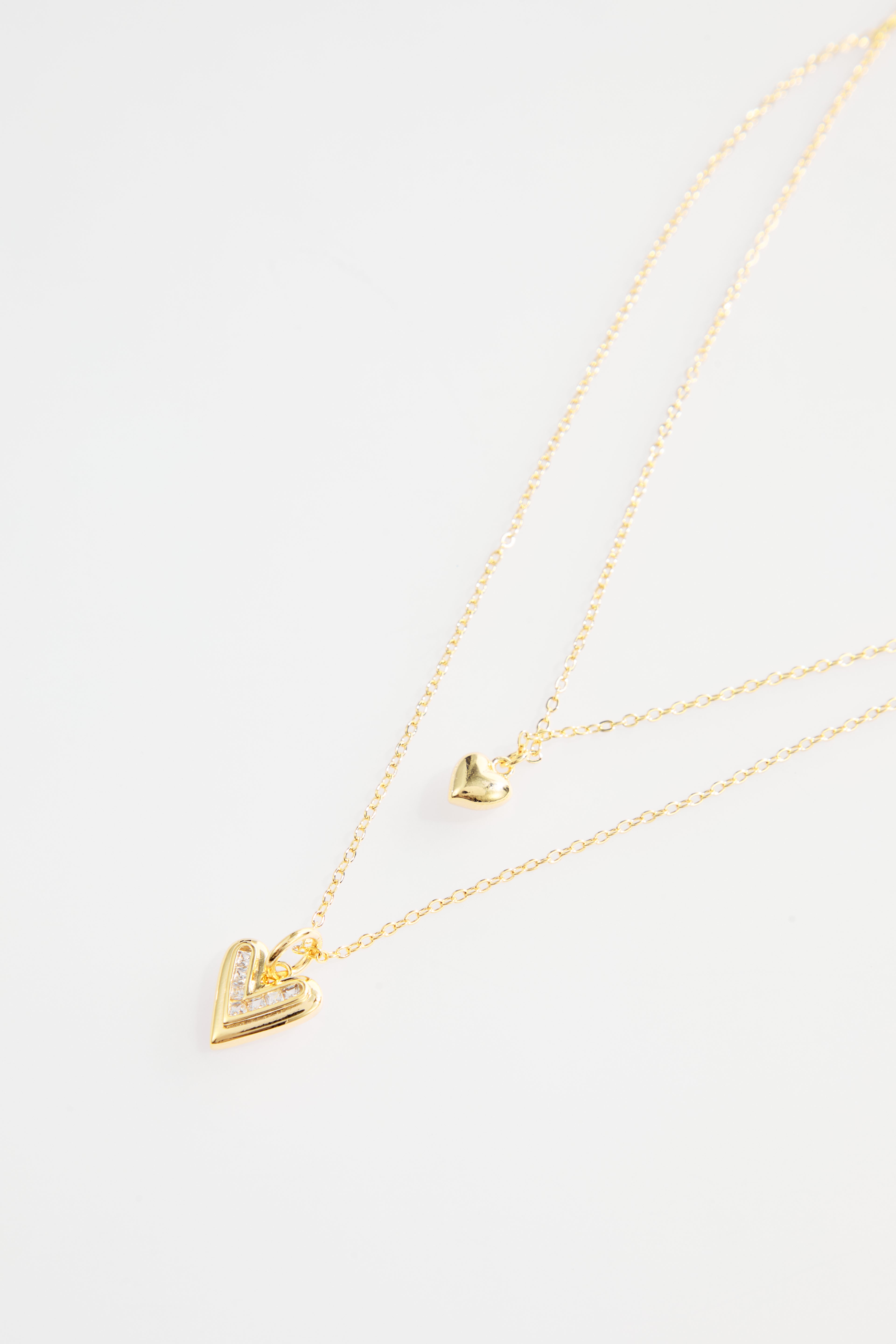 Gold-Plated Layered Double-Heart Necklace for Women