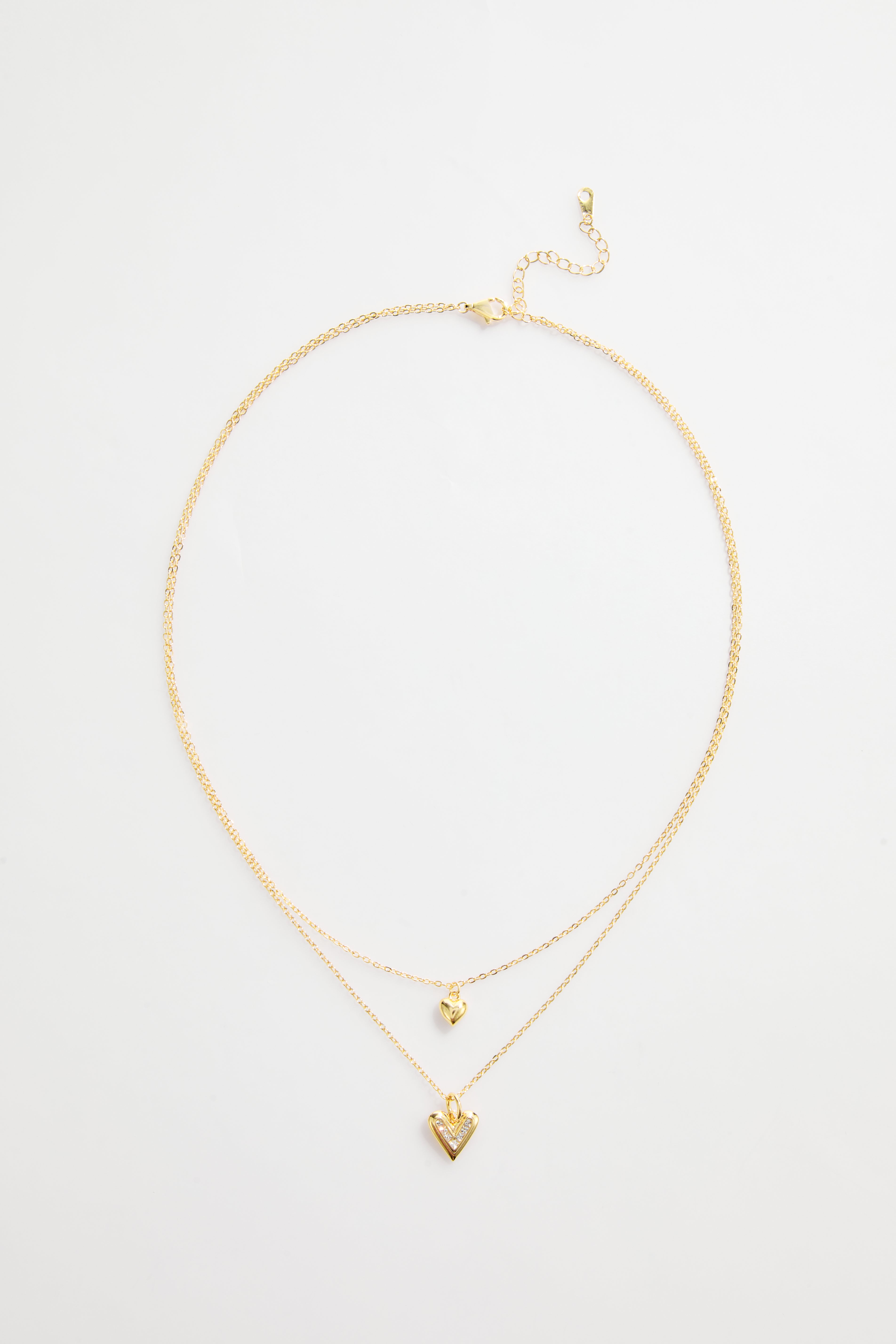 Gold-Plated Layered Double-Heart Necklace for Women