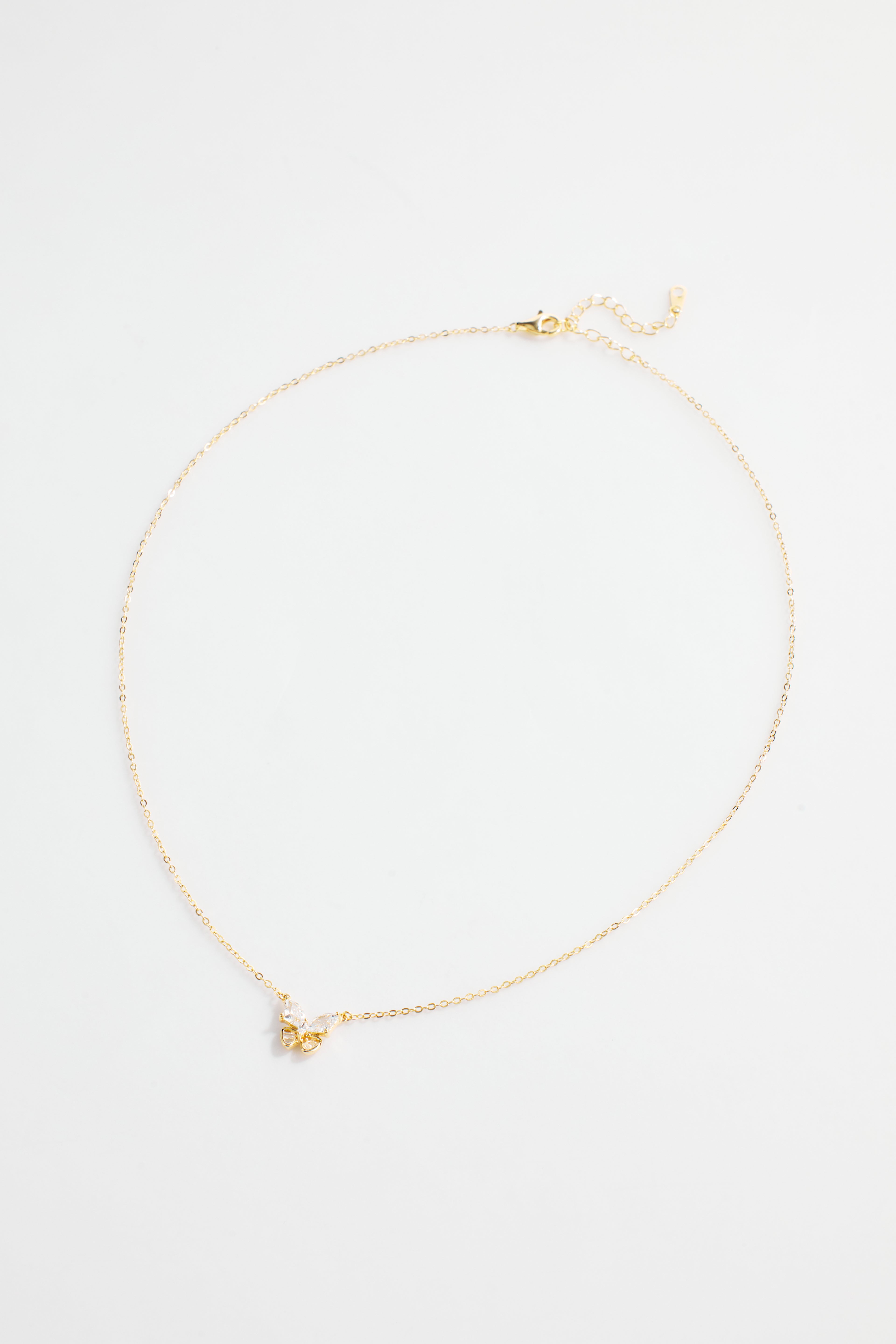 Gold-Plated Pave Butterfly Necklace for Women