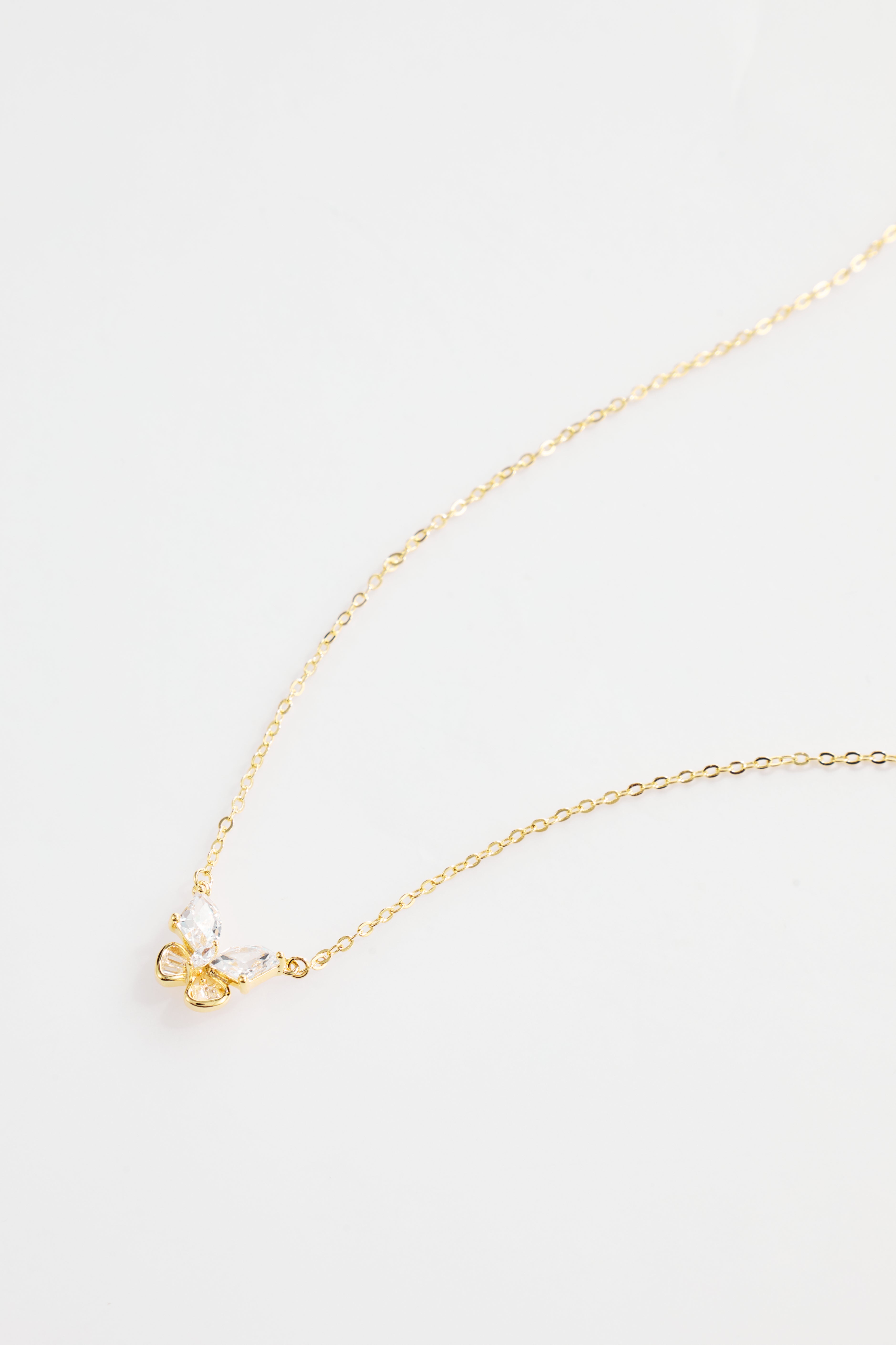 Gold-Plated Pave Butterfly Necklace for Women