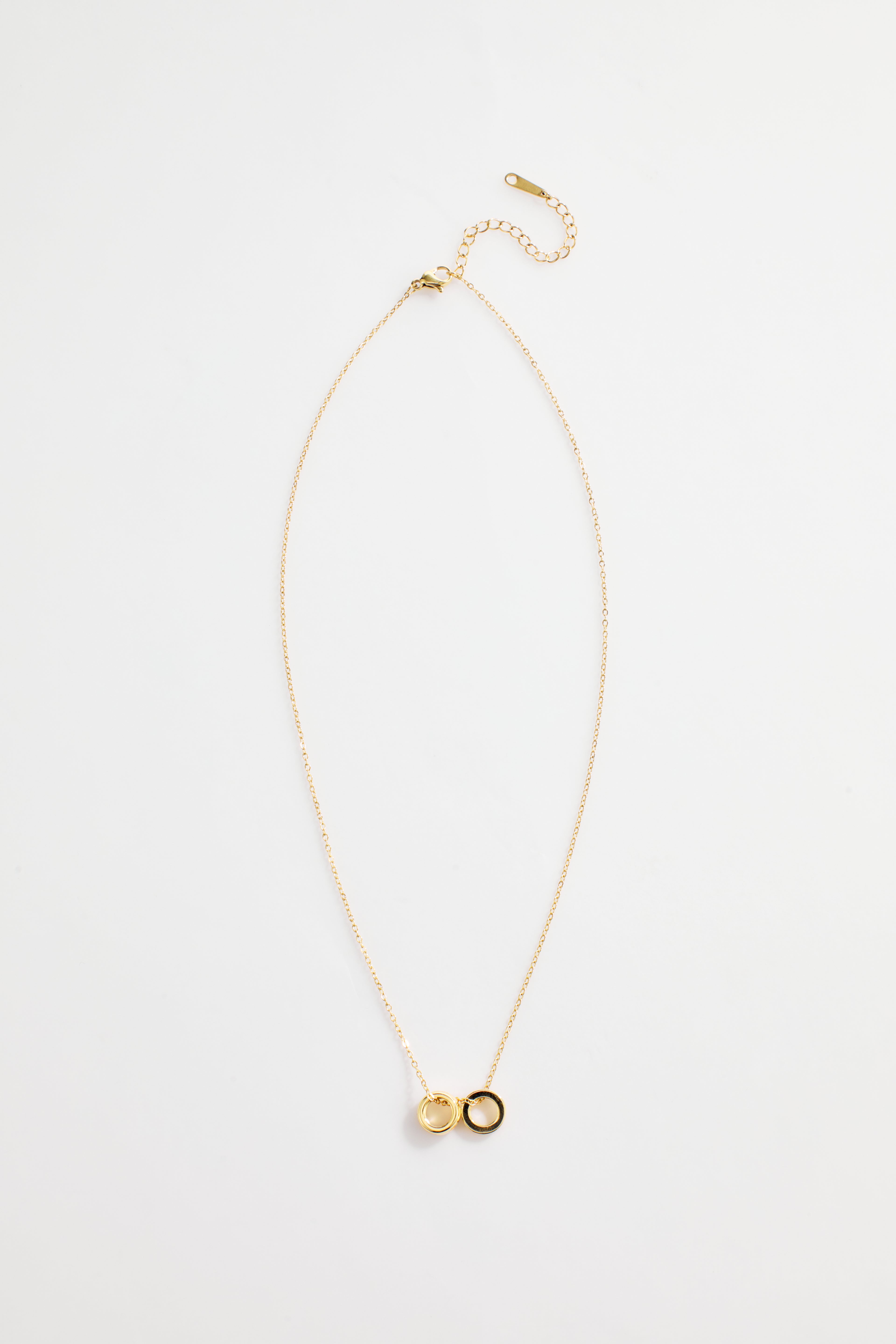 Gold-Plated Double Ring with Heart and Stones Accent Neclace for Women