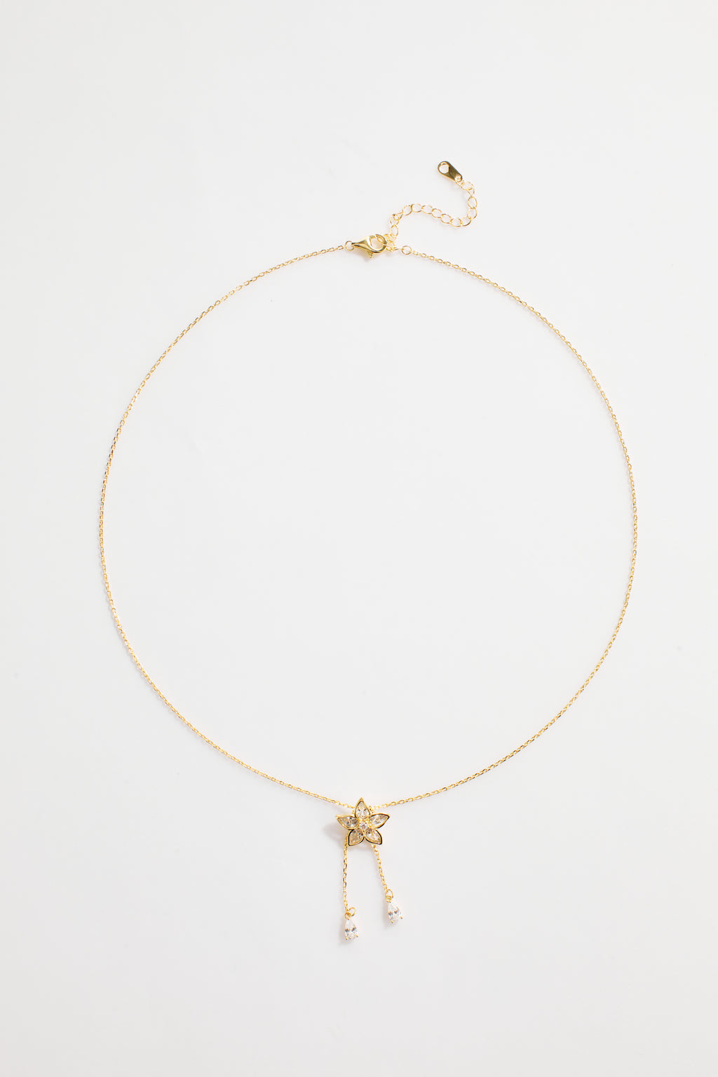 Gold-Plated Star flower with Dual Hanging Stones for Women