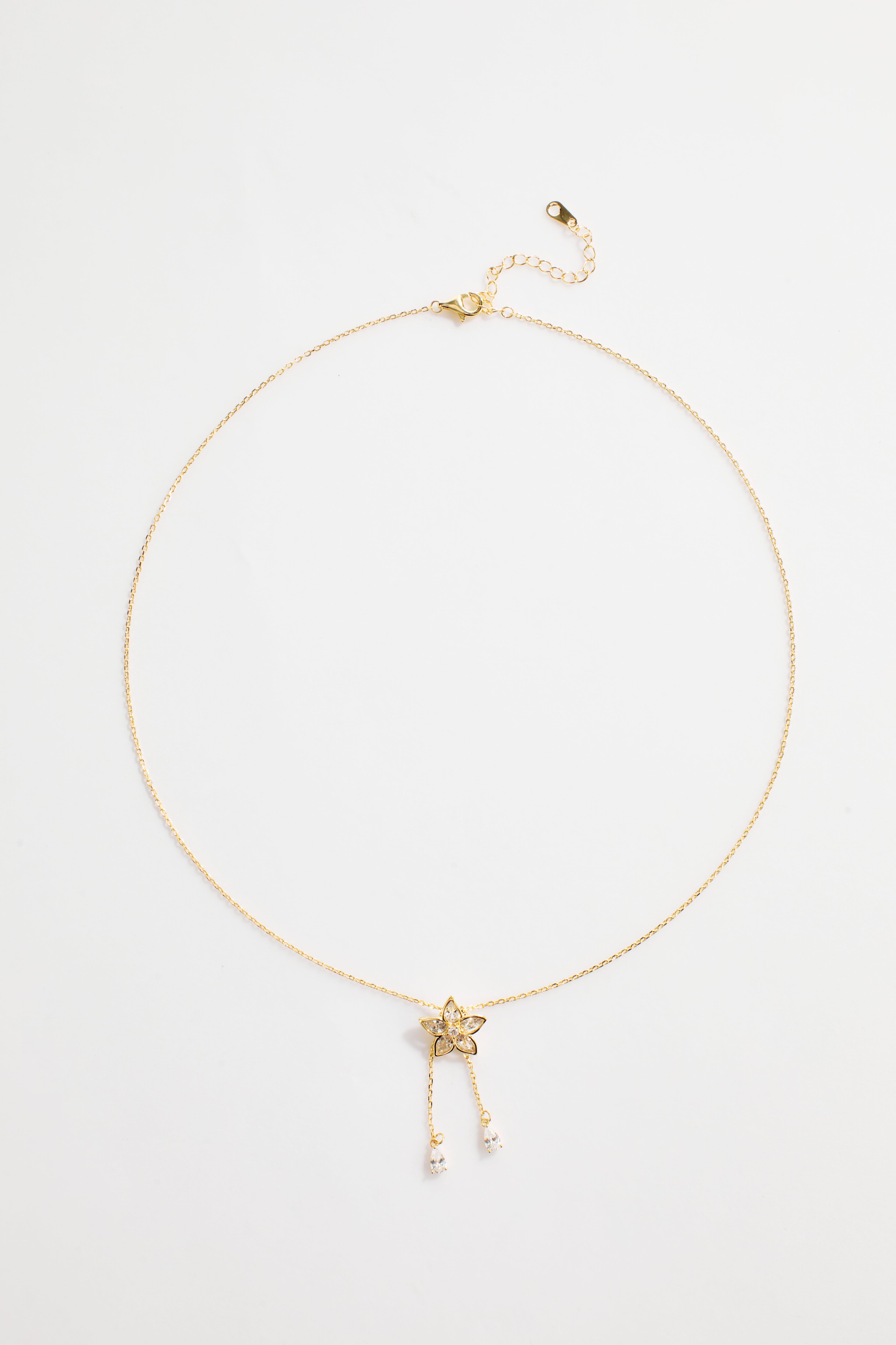 Gold-Plated Star flower with Dual Hanging Stones for Women