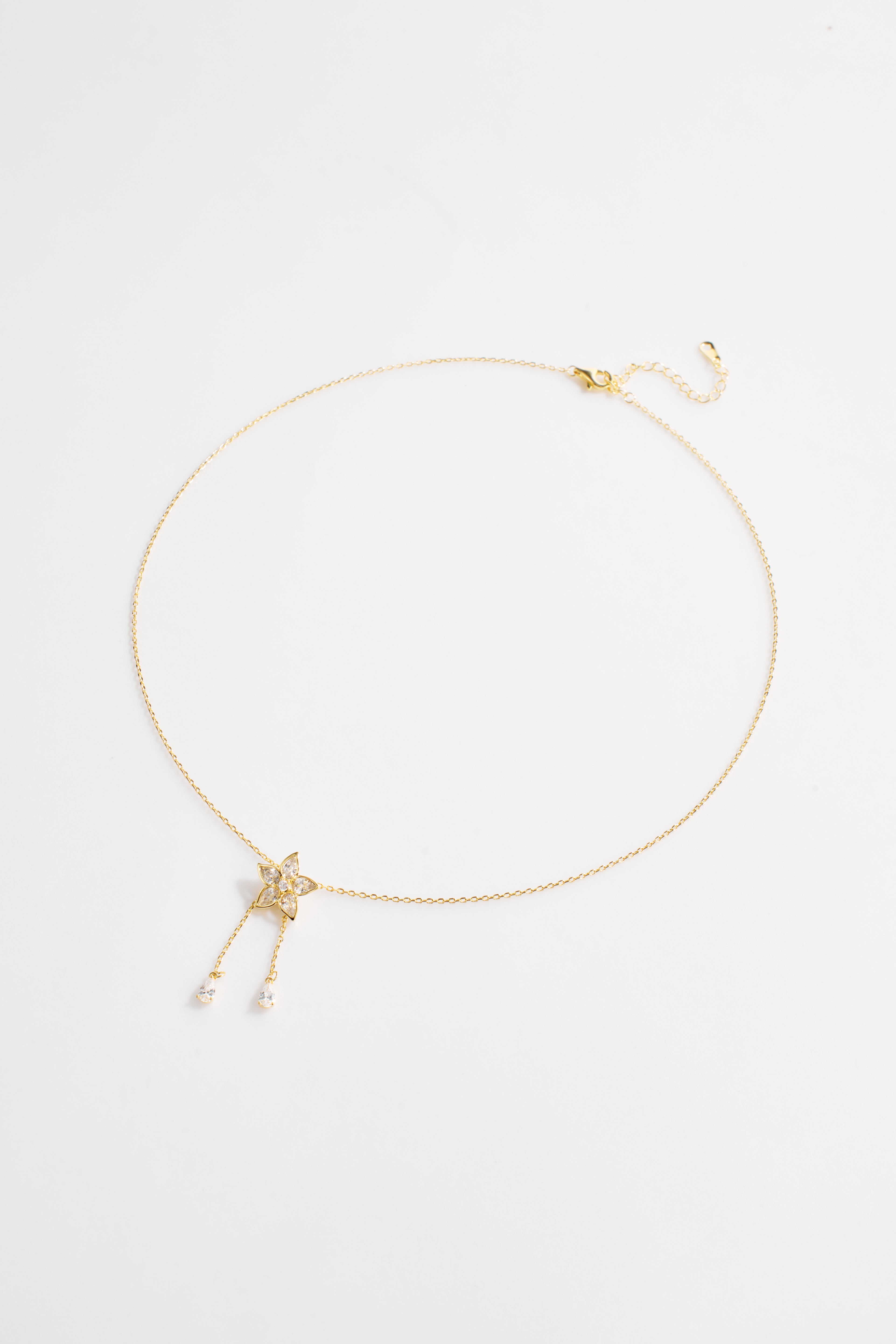 Gold-Plated Star flower with Dual Hanging Stones for Women