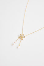 Gold-Plated Star flower with Dual Hanging Stones for Women