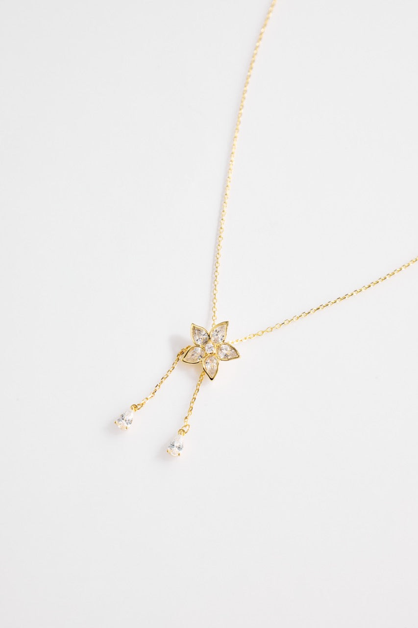 Gold-Plated Star flower with Dual Hanging Stones for Women