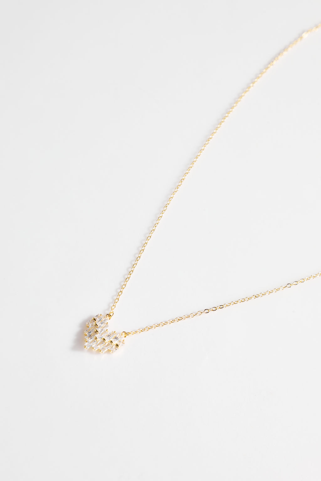 Gold-Plated Necklace with Heart Shaped CZ and Gold Accent for Women