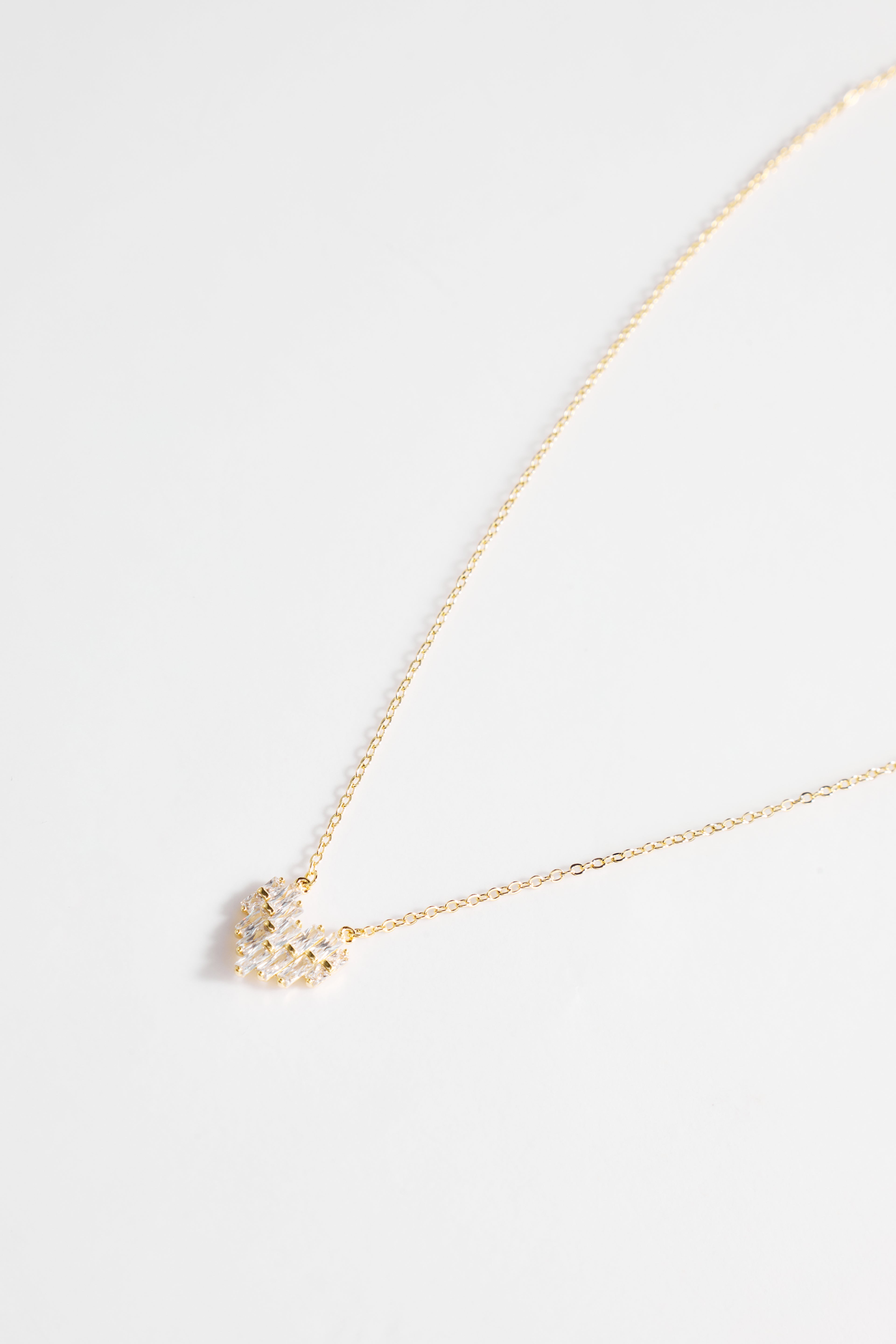 Gold-Plated Necklace with Heart Shaped CZ and Gold Accent for Women