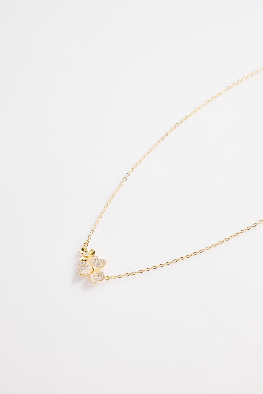 Gold-Plated Necklace with Double Flower Design for Women