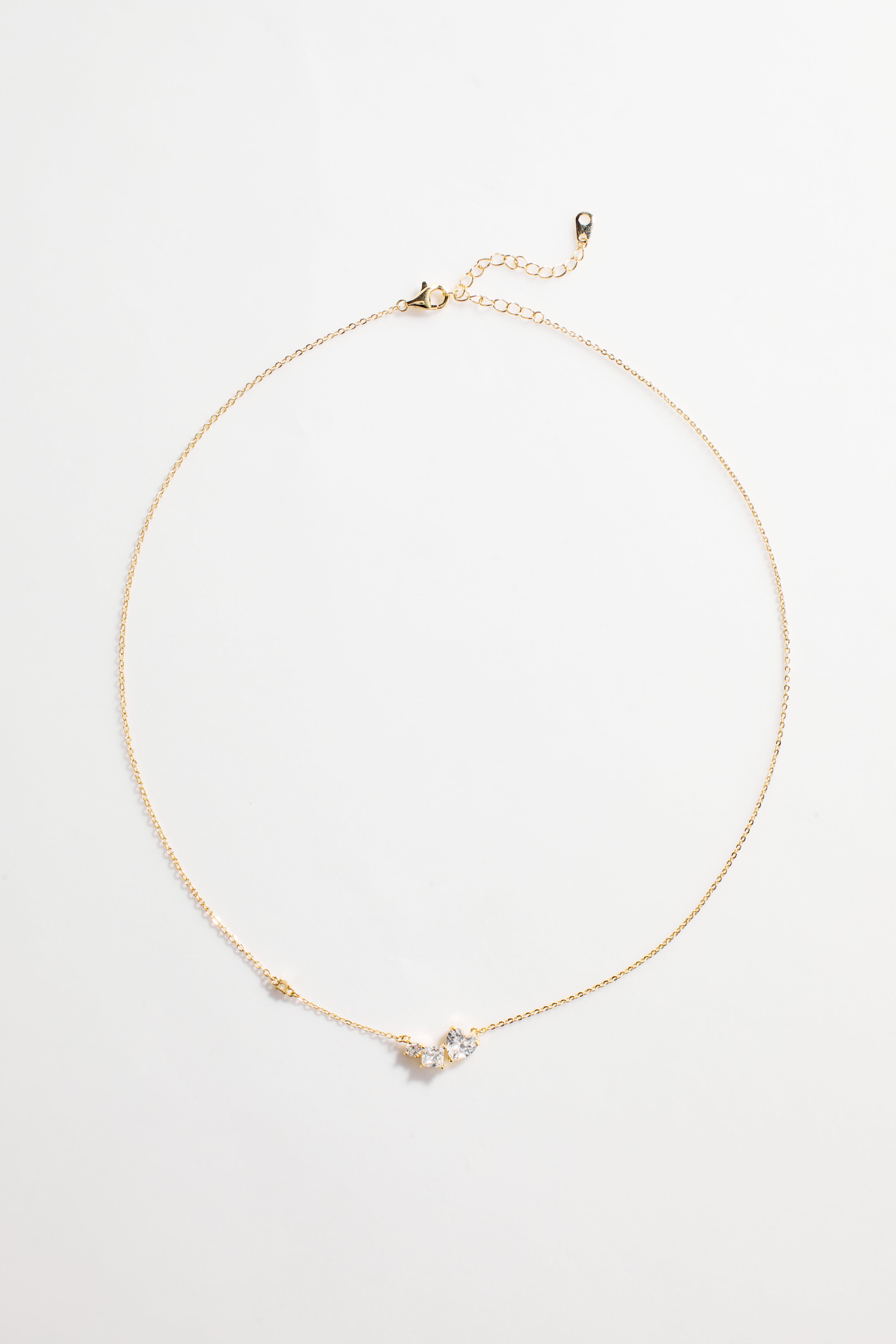 Gold-Plated Triple Stones Necklace for Women