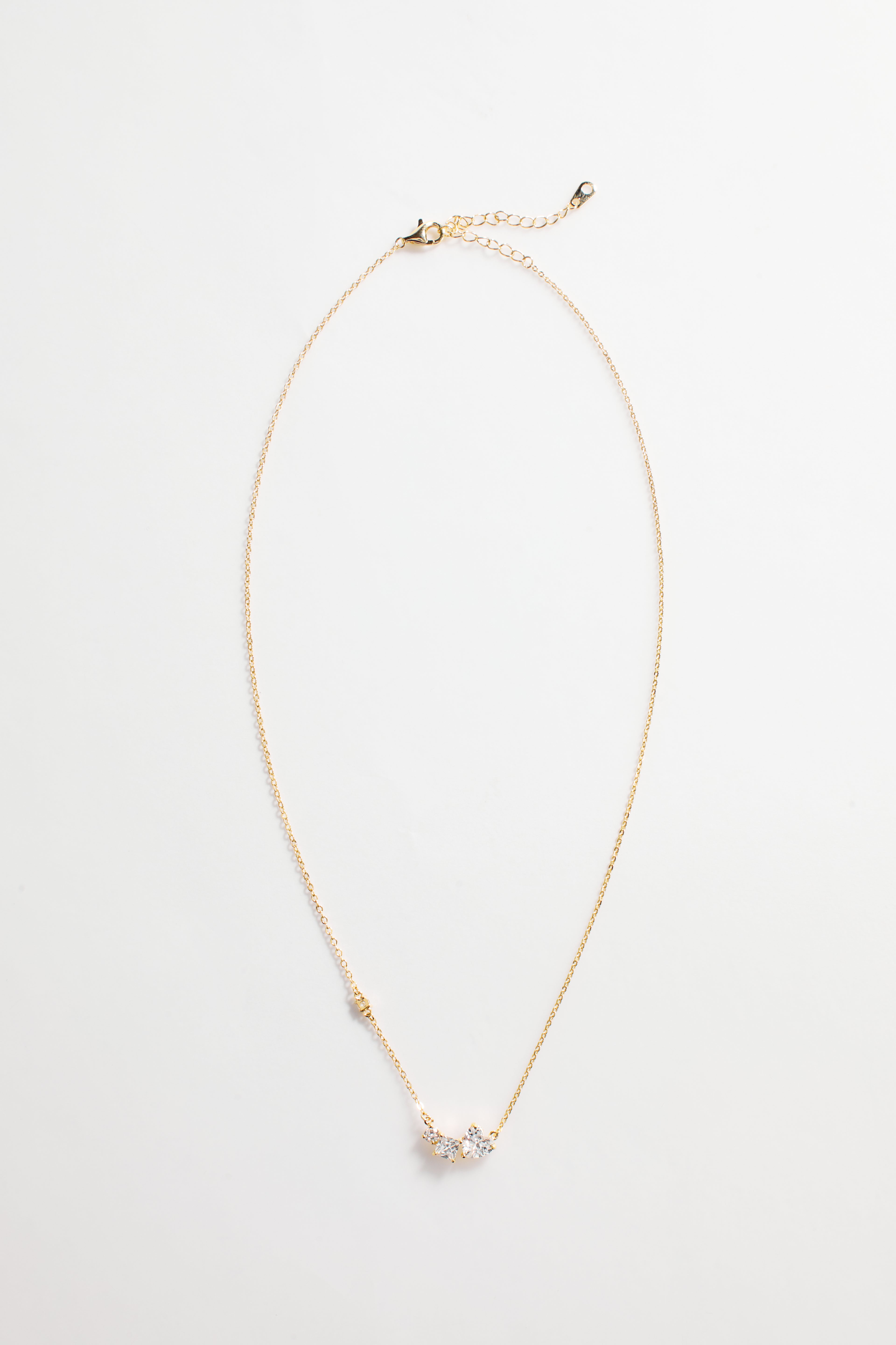 Gold-Plated Triple Stones Necklace for Women