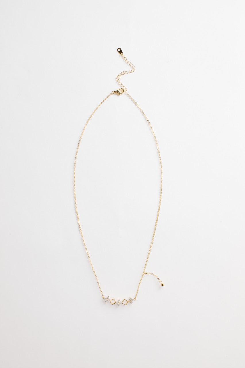 Gold-Plated  Multi Clover and Flower Necklace for Women