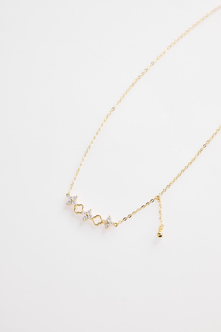 Gold-Plated  Multi Clover and Flower Necklace for Women