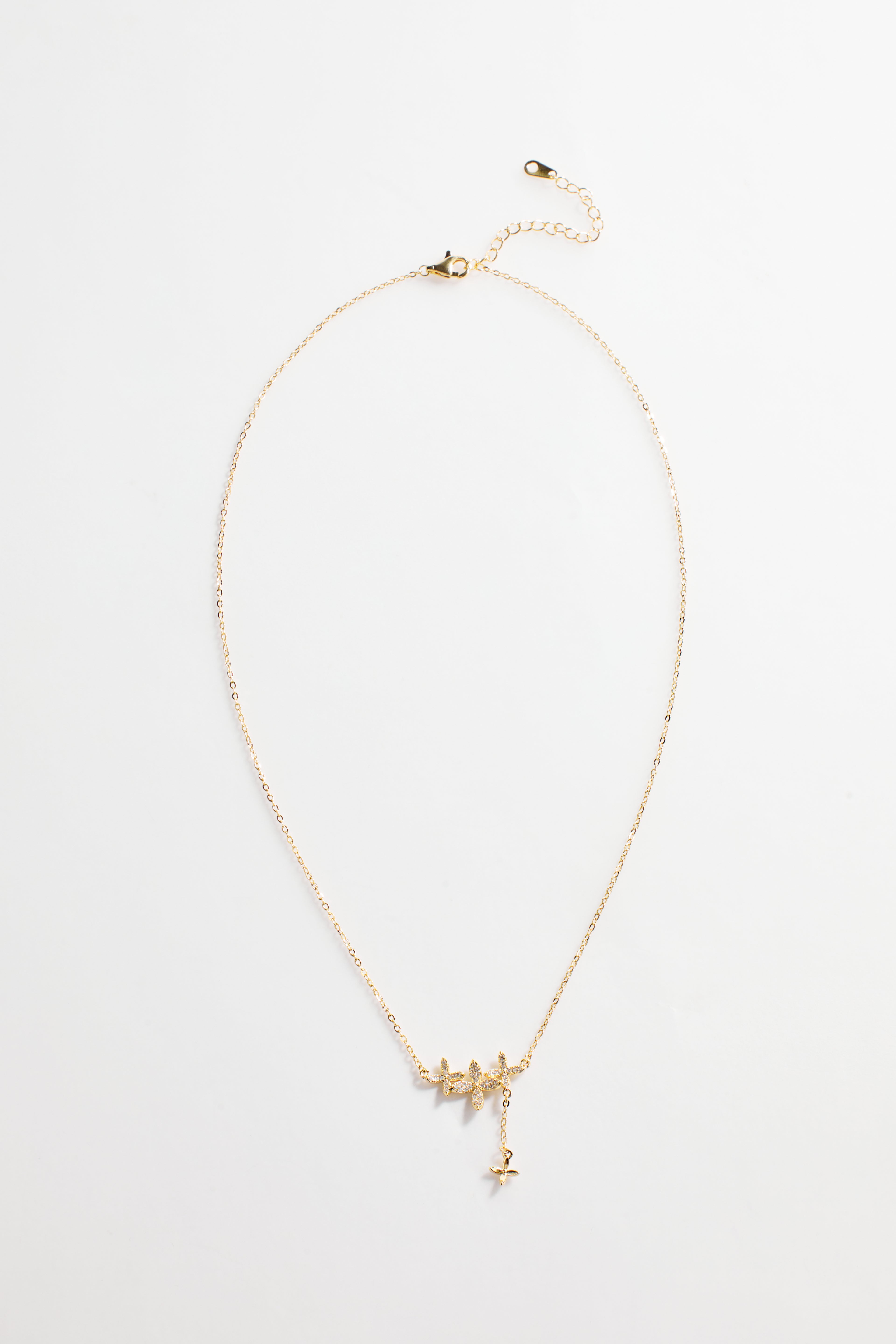 Gold-Plated Triple Marquise Flower Necklace for Women