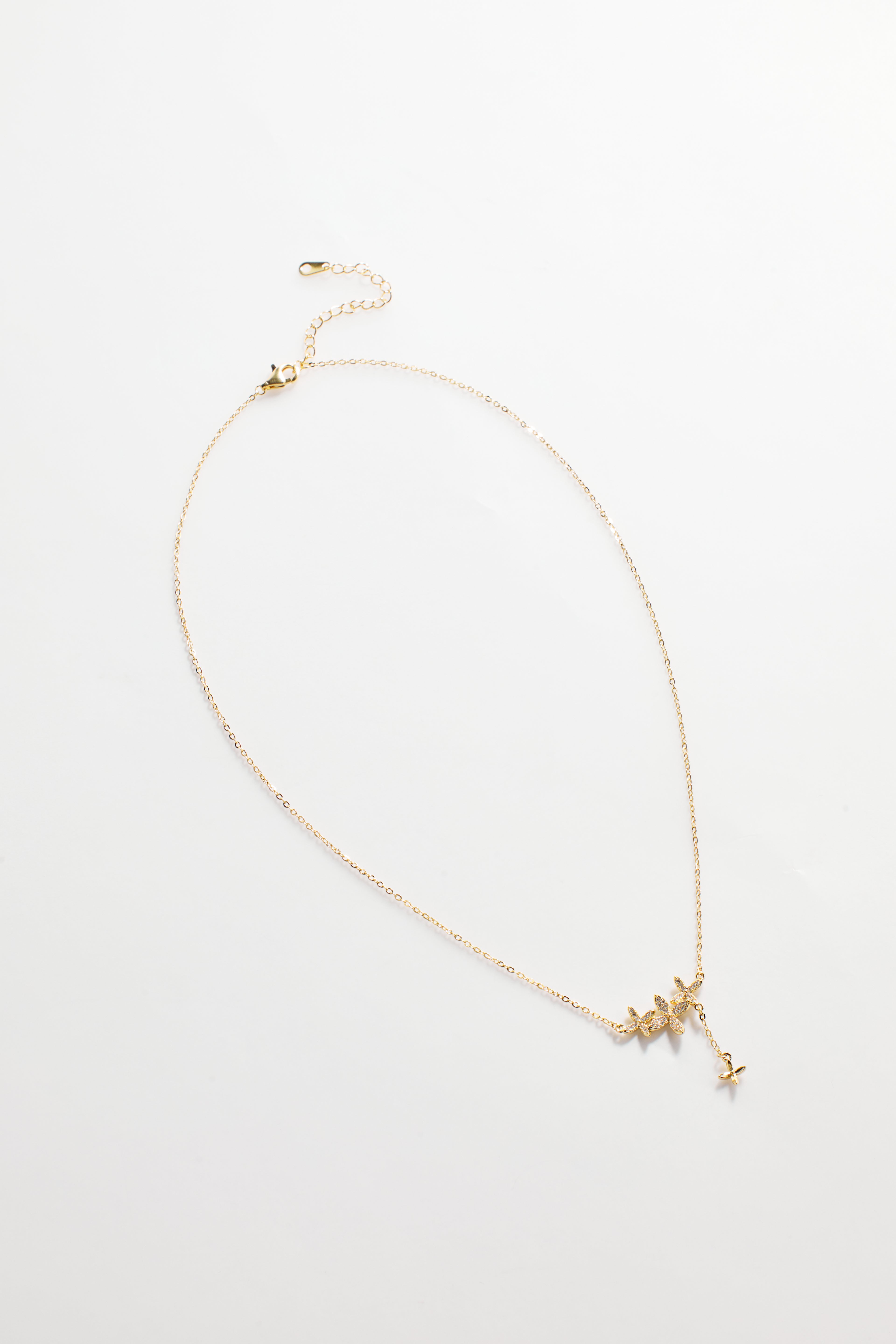 Gold-Plated Triple Marquise Flower Necklace for Women