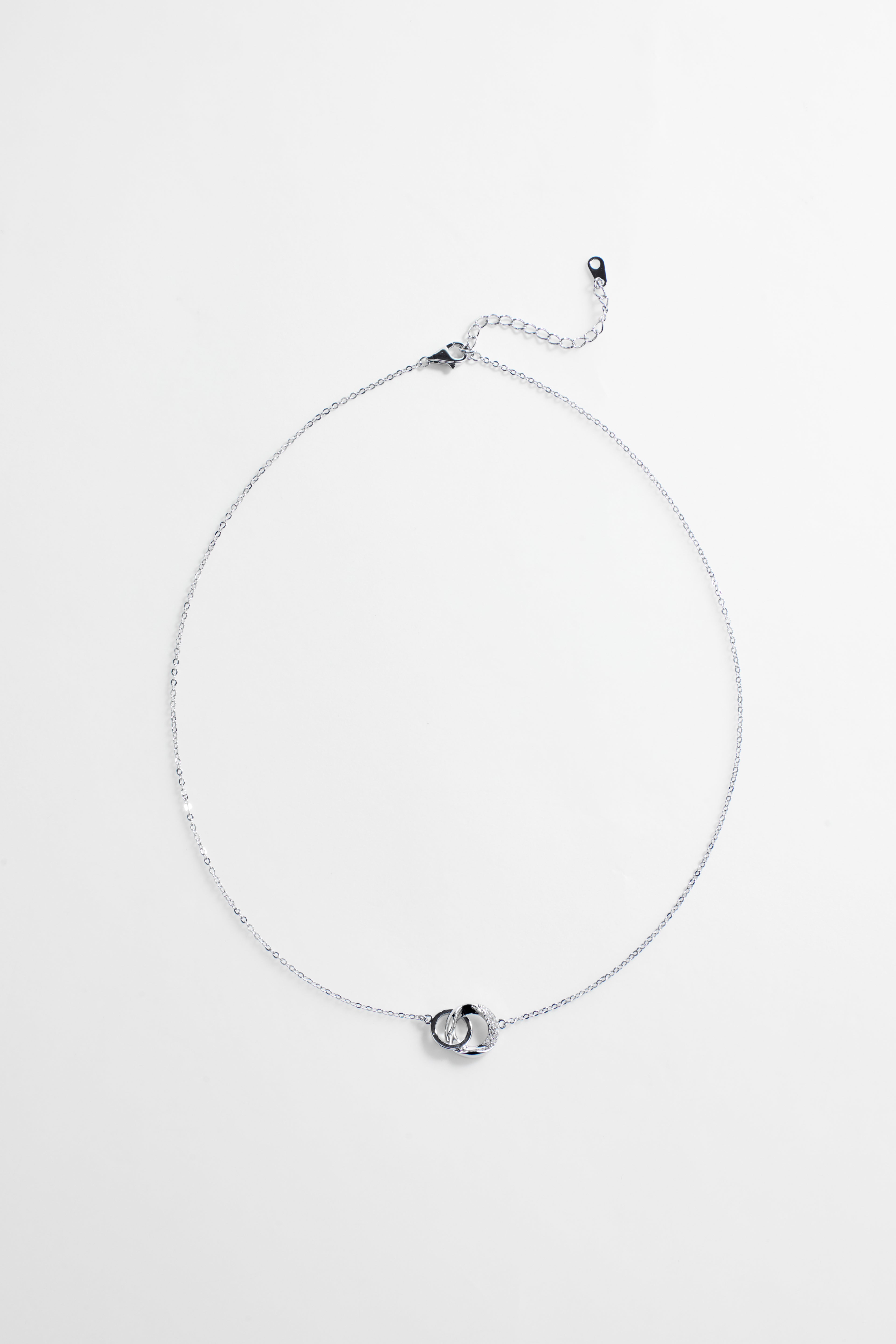 Silver-Plated Double Loop Rings Necklace for Women