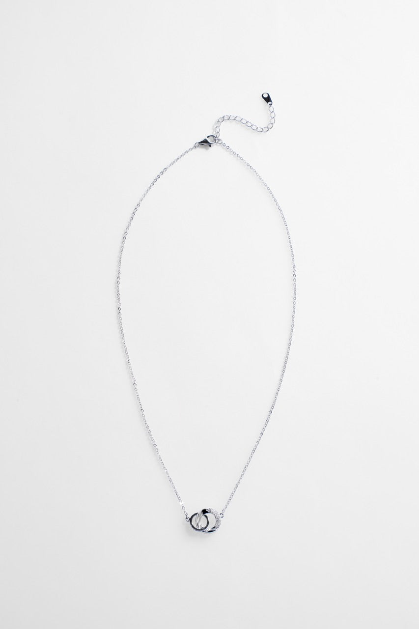 Silver-Plated Double Loop Rings Necklace for Women