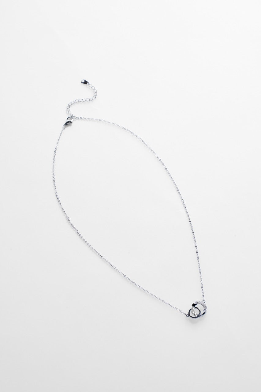 Silver-Plated Double Loop Rings Necklace for Women