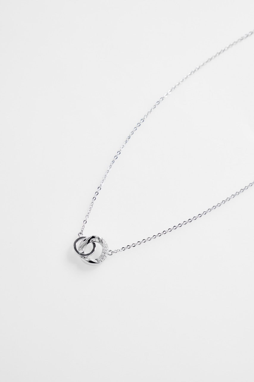 Silver-Plated Double Loop Rings Necklace for Women