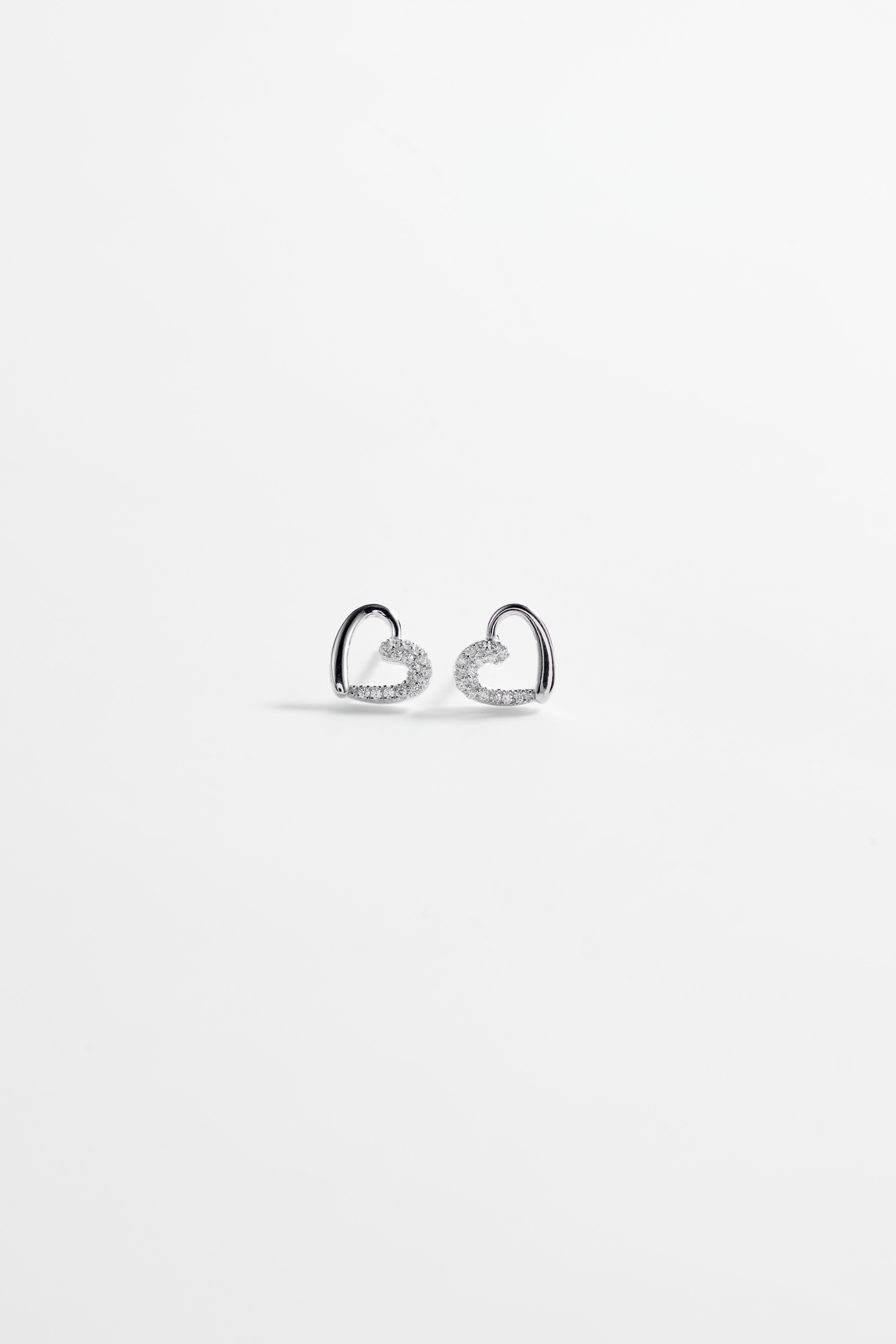 Silver-Plated heart Shaped Earring With CZ for Women