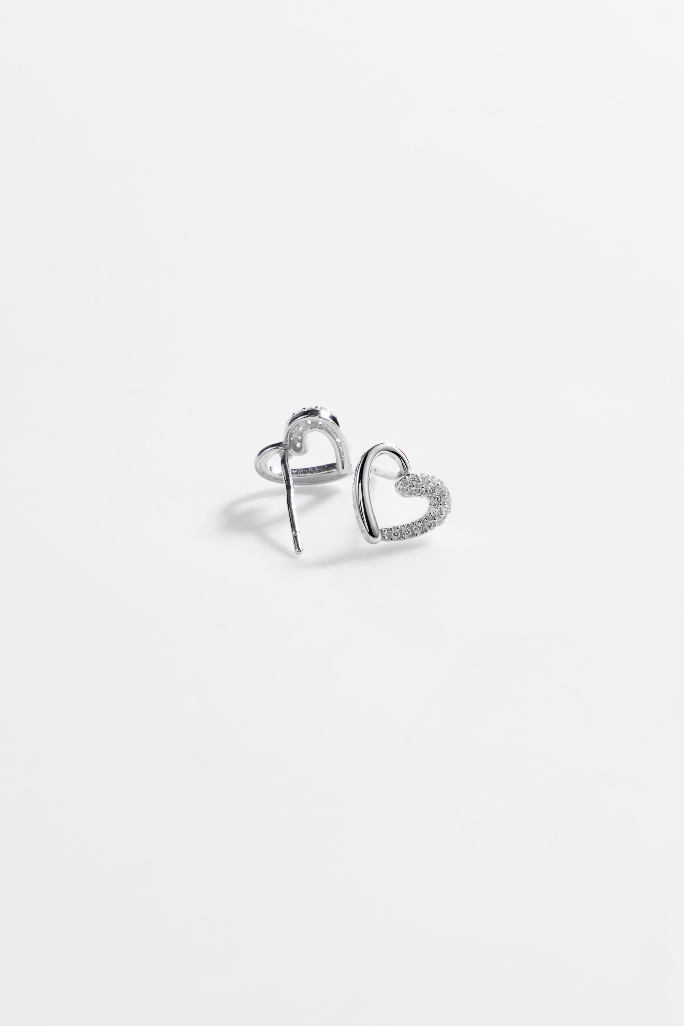 Silver-Plated heart Shaped Earring With CZ for Women