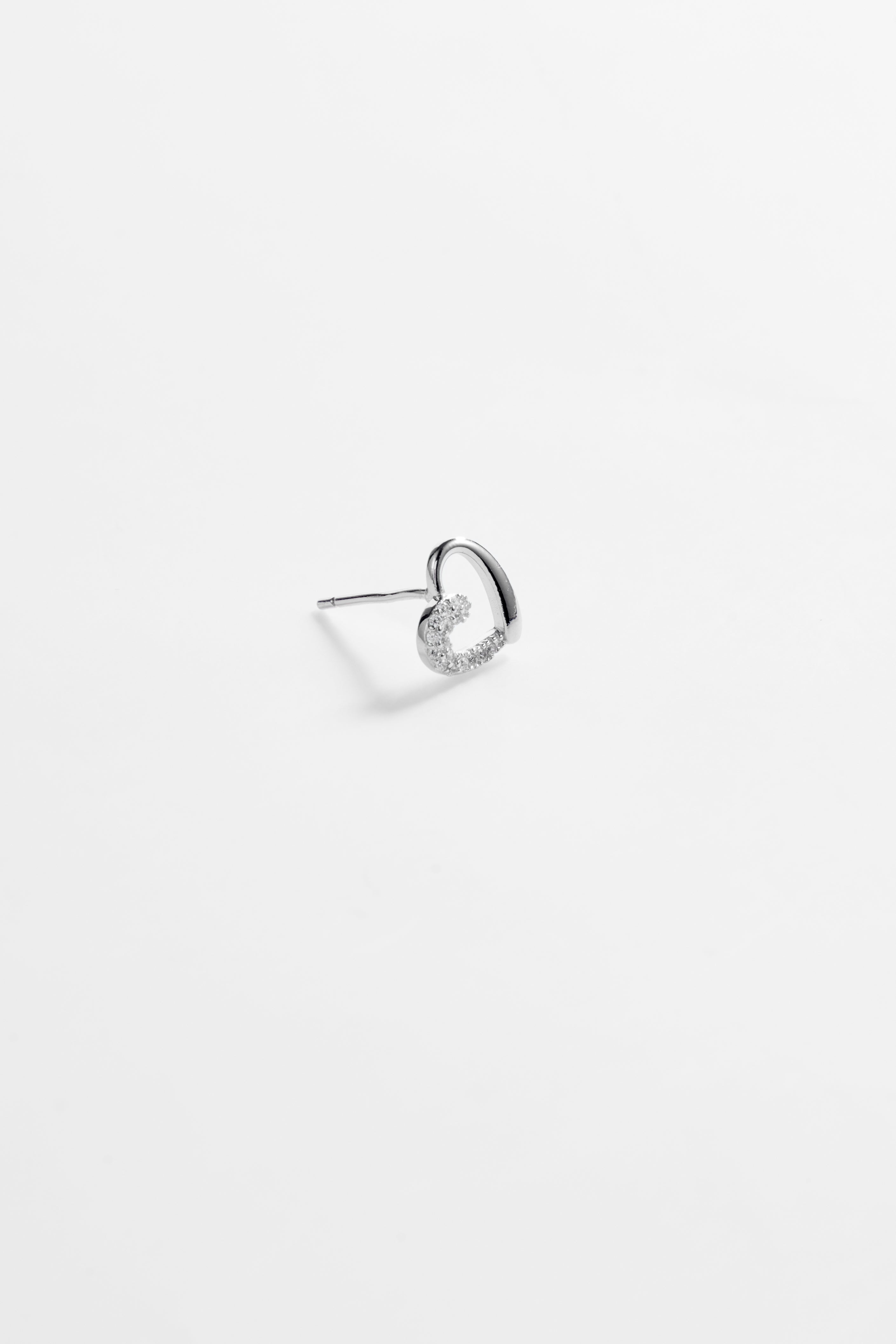 Silver-Plated heart Shaped Earring With CZ for Women