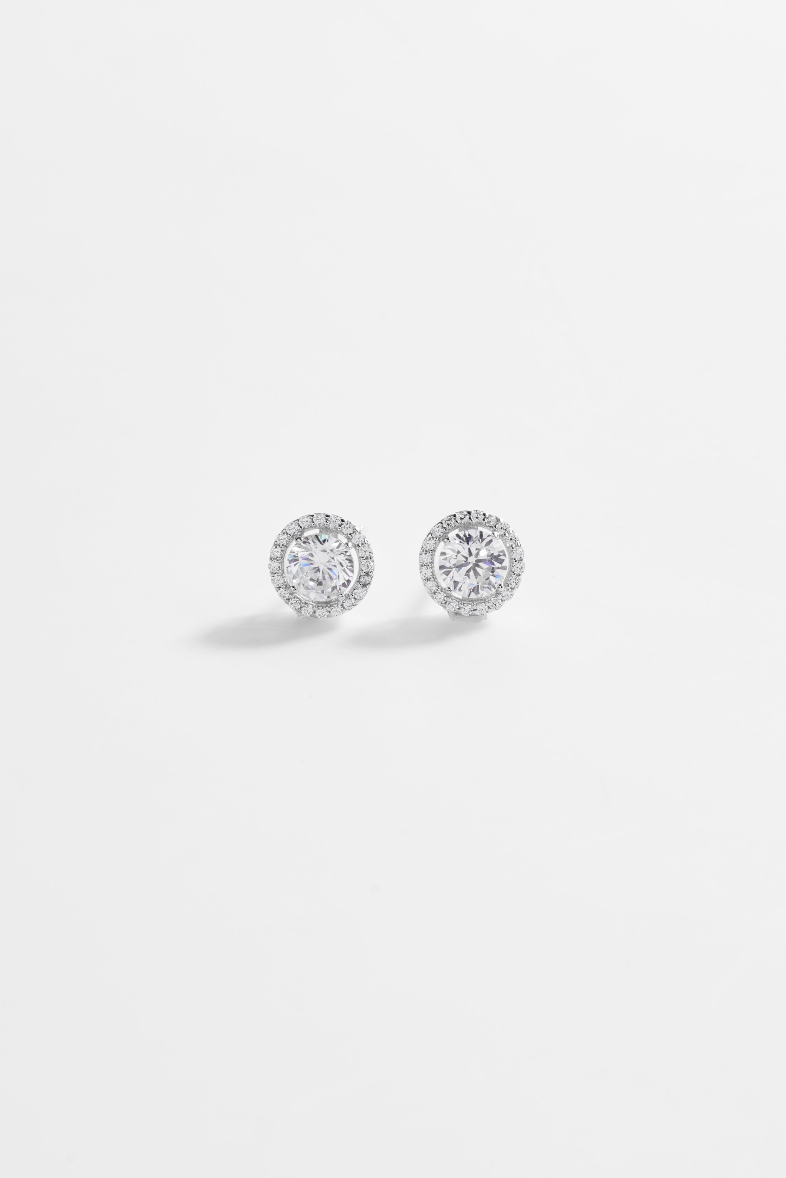 Silver-Plated Round Earrings with CZ accent for Women