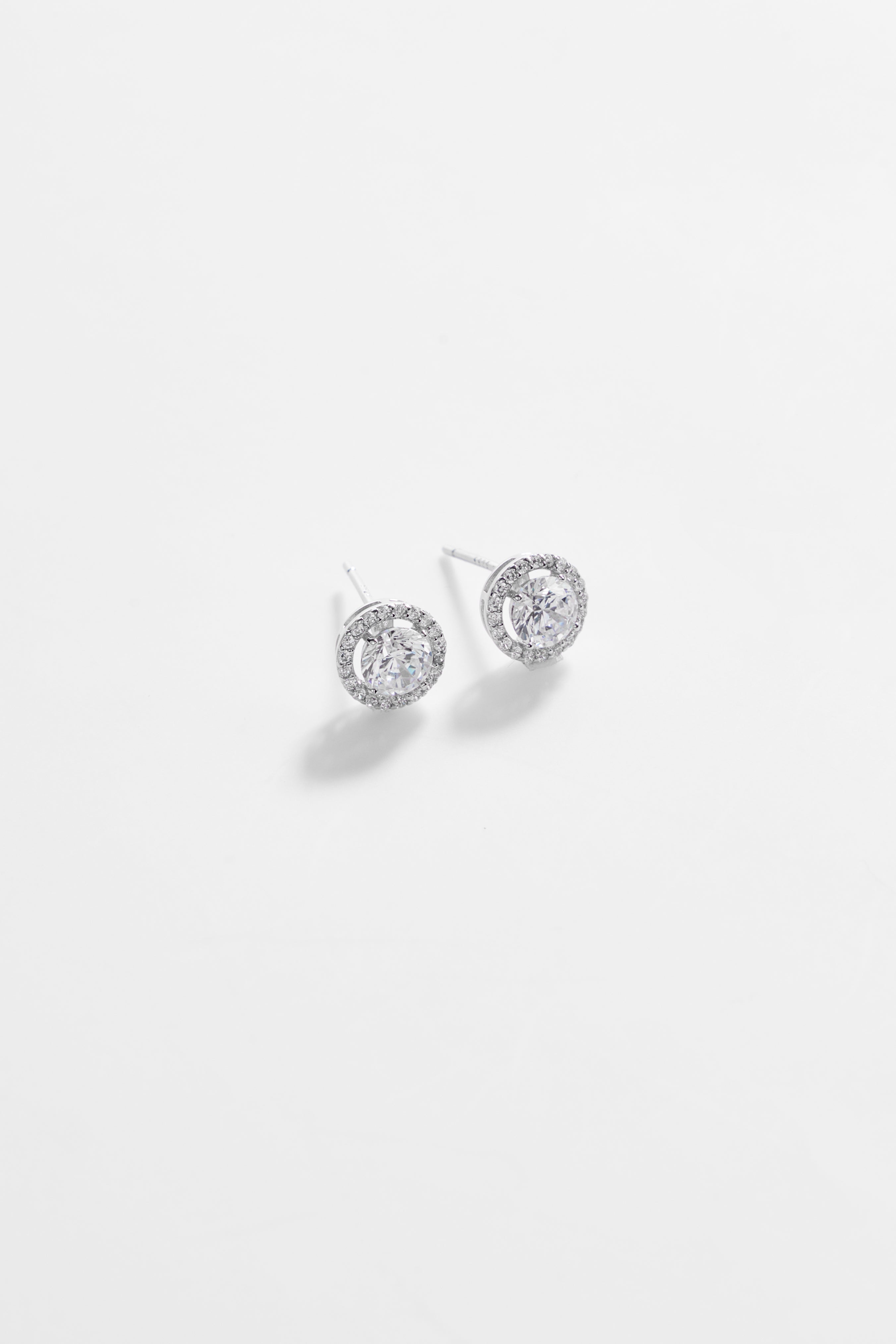 Silver-Plated Round Earrings with CZ accent for Women
