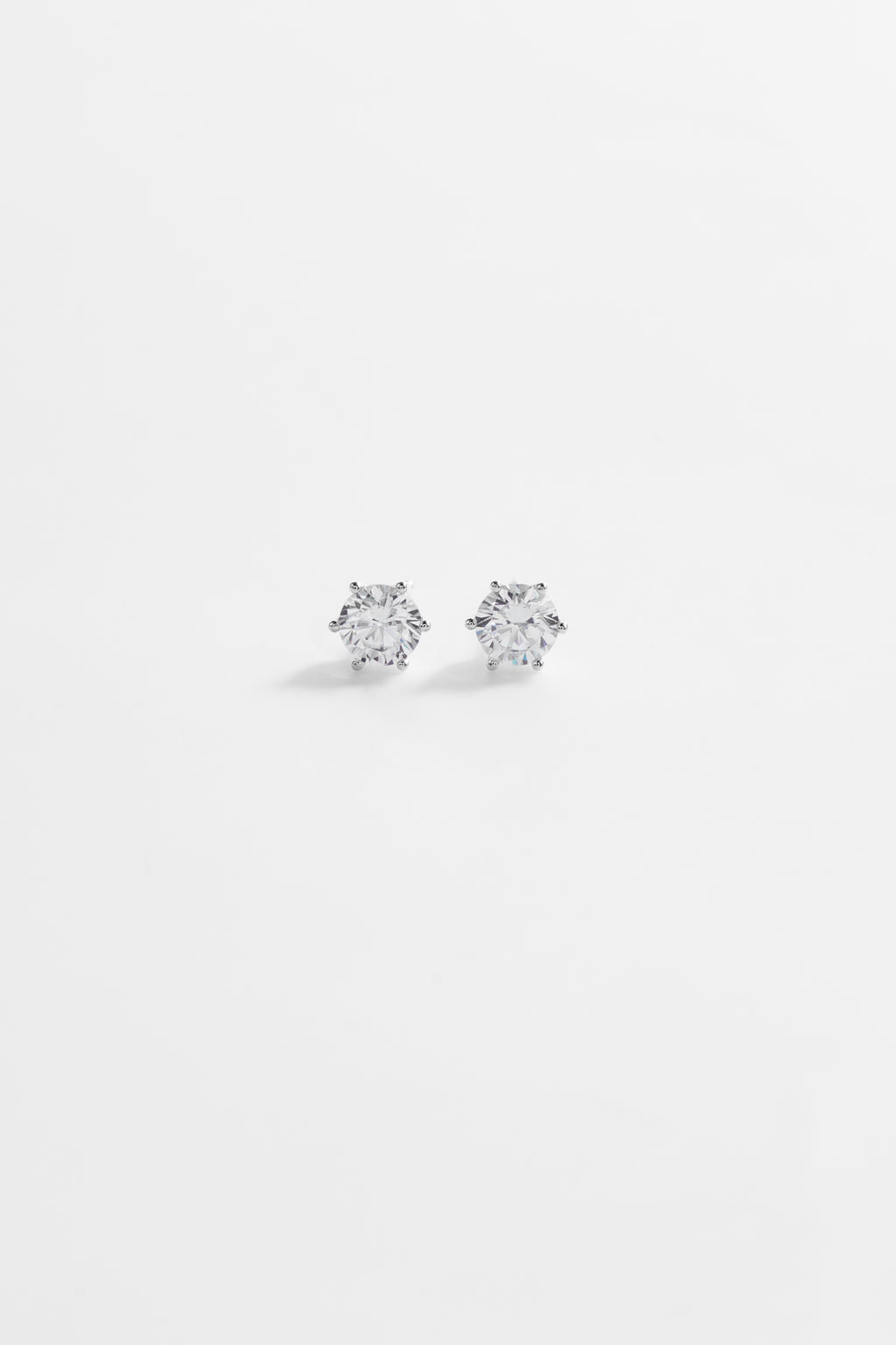 Silver-Plated Earrings with single Large CZ for Women