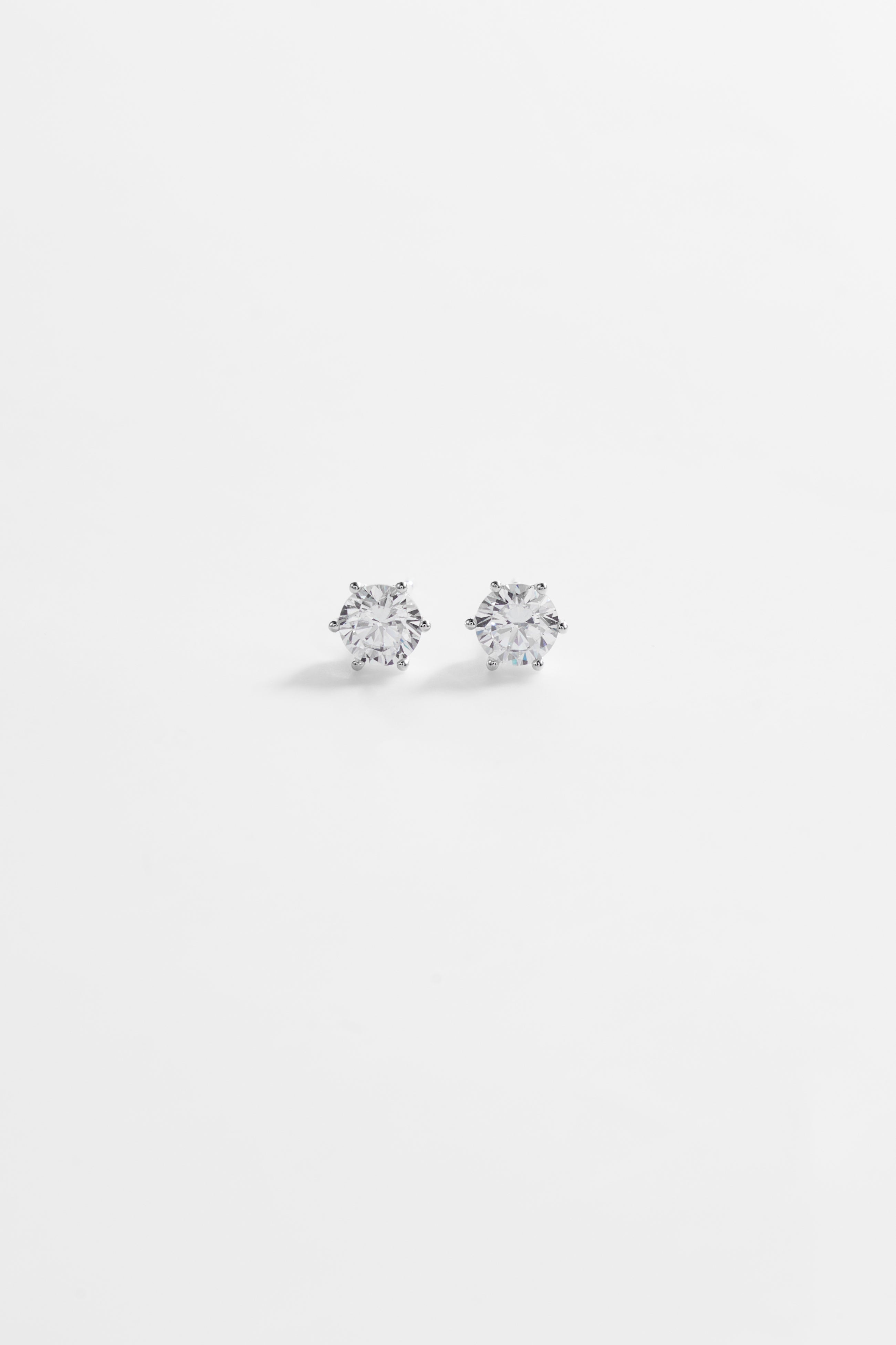 Silver-Plated Earrings with single Large CZ for Women