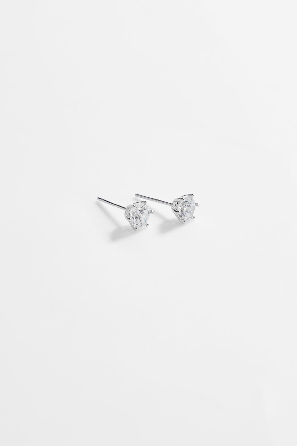 Silver-Plated Earrings with single Large CZ for Women