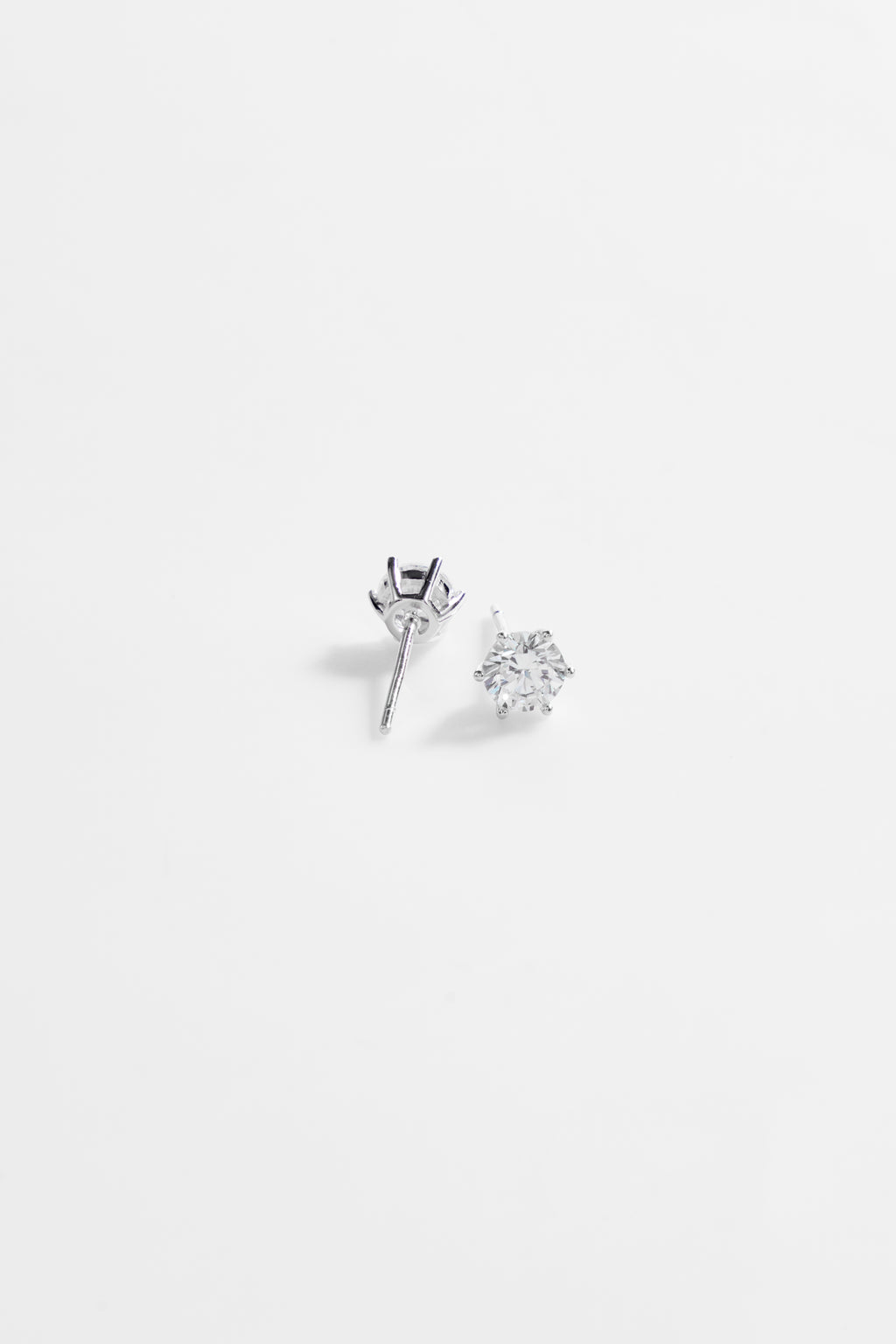 Silver-Plated Earrings with single Large CZ for Women