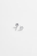 Silver-Plated Earrings with single Large CZ for Women