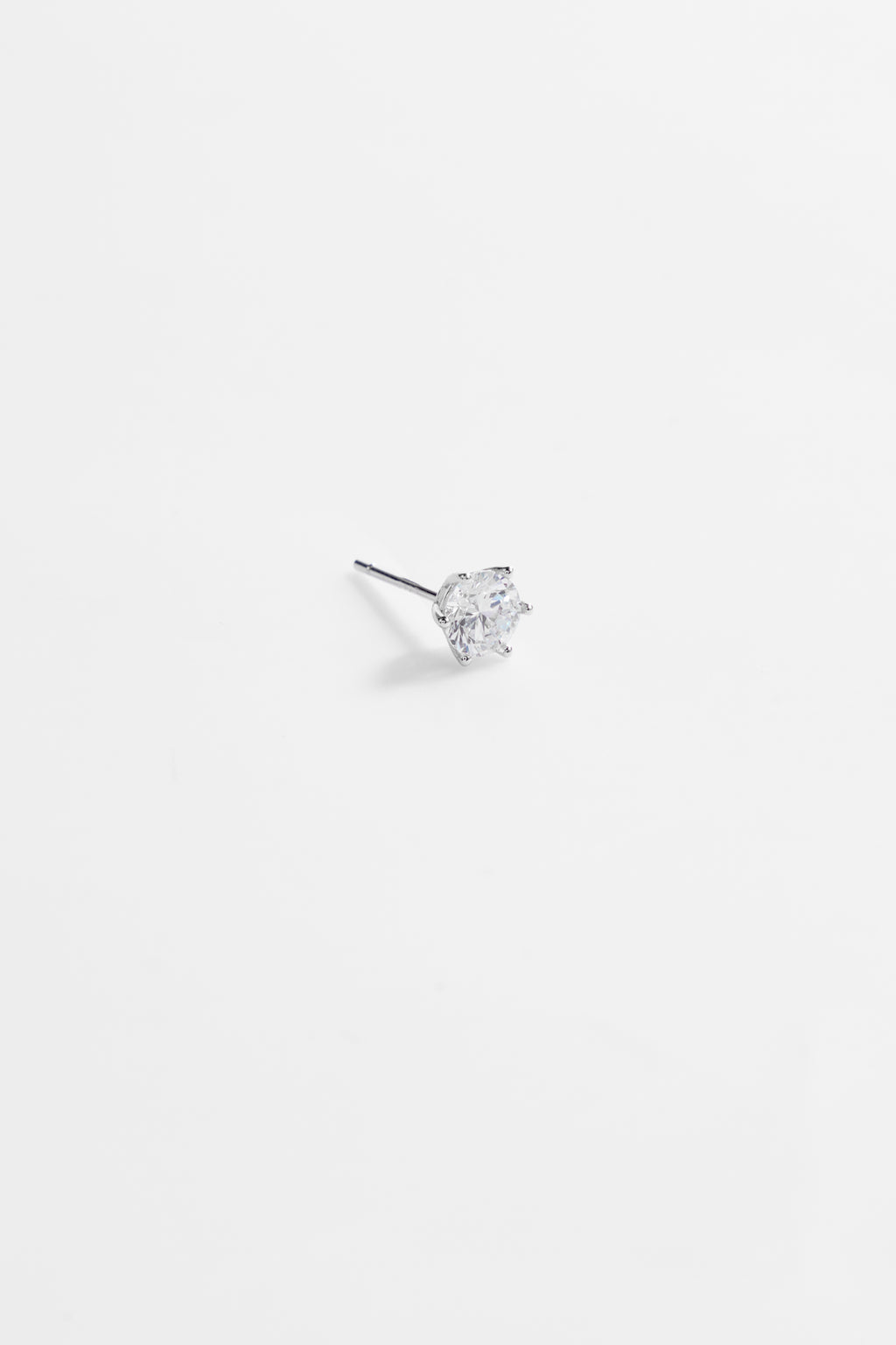 Silver-Plated Earrings with single Large CZ for Women