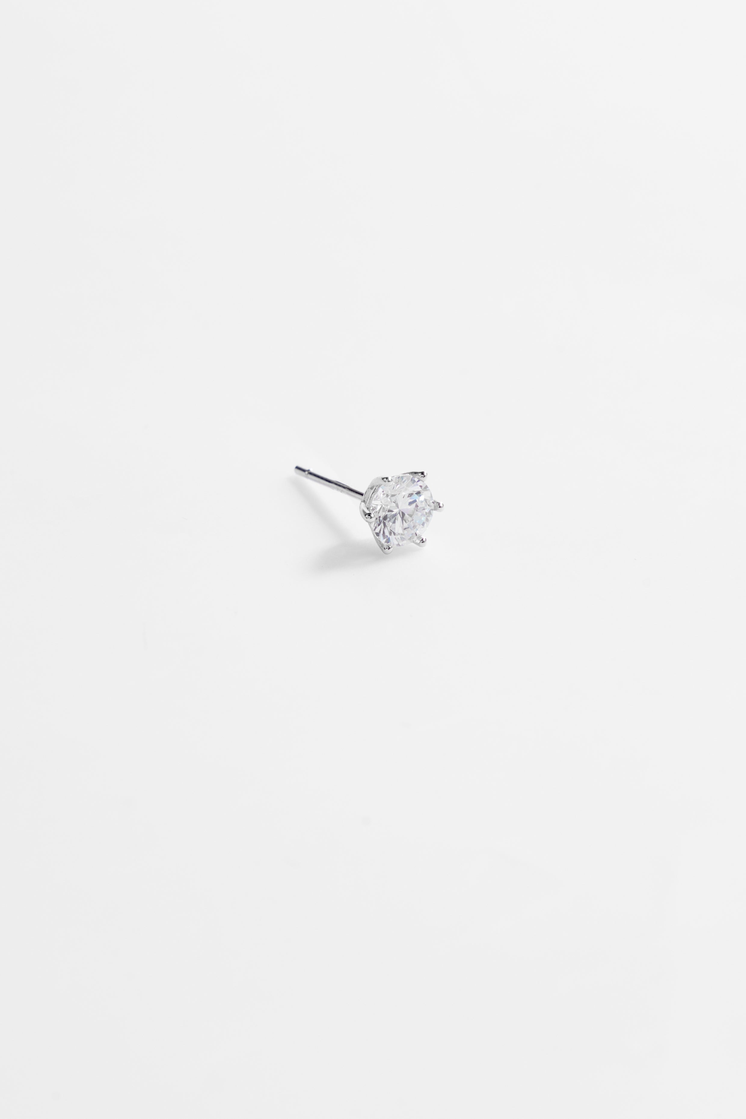 Silver-Plated Earrings with single Large CZ for Women