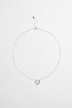 Silver-Plated Open Heart with half CZ Necklace for Women