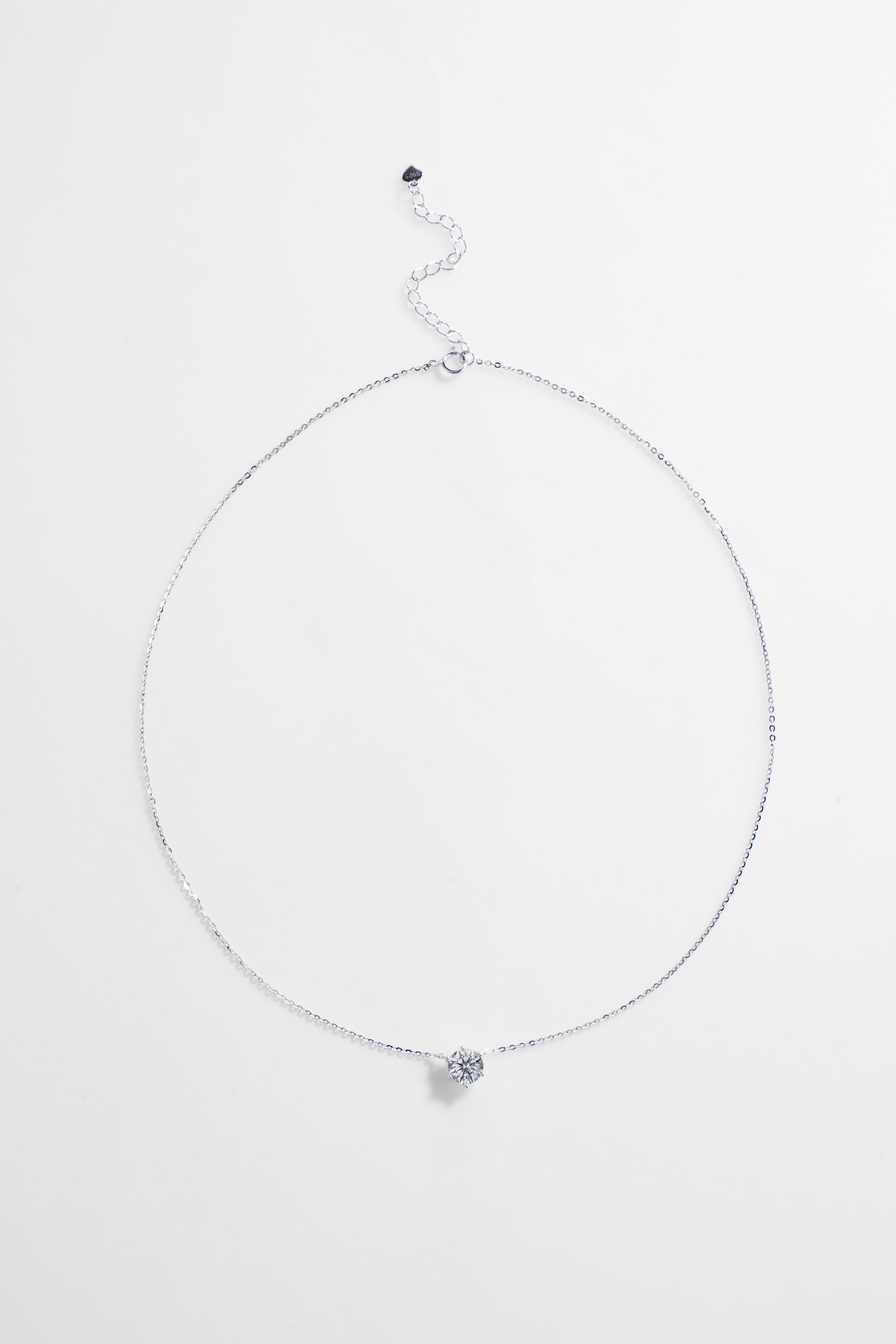 Silver-Plated single Diamond Shaped CZ Necklace for Women