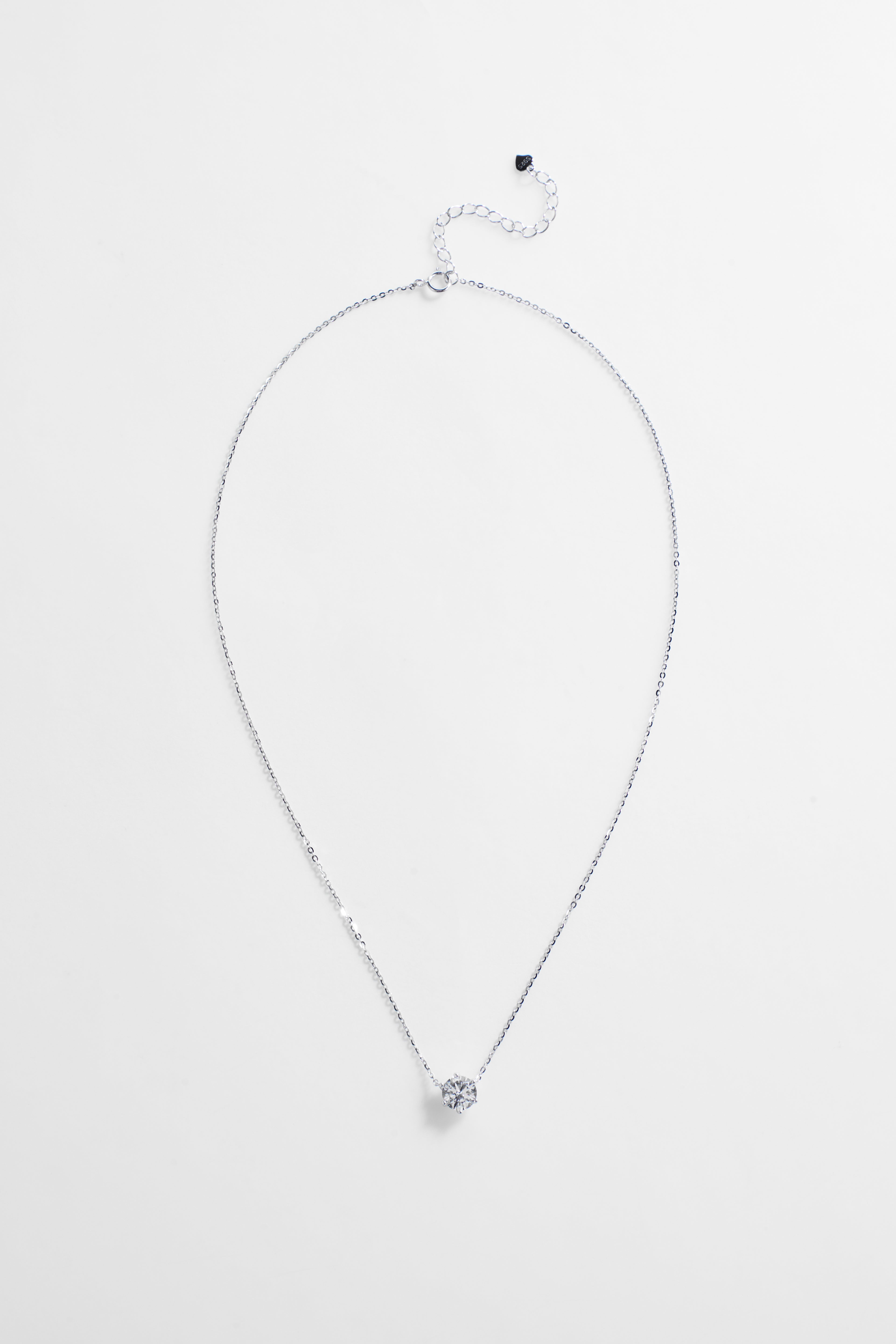Silver-Plated single Diamond Shaped CZ Necklace for Women