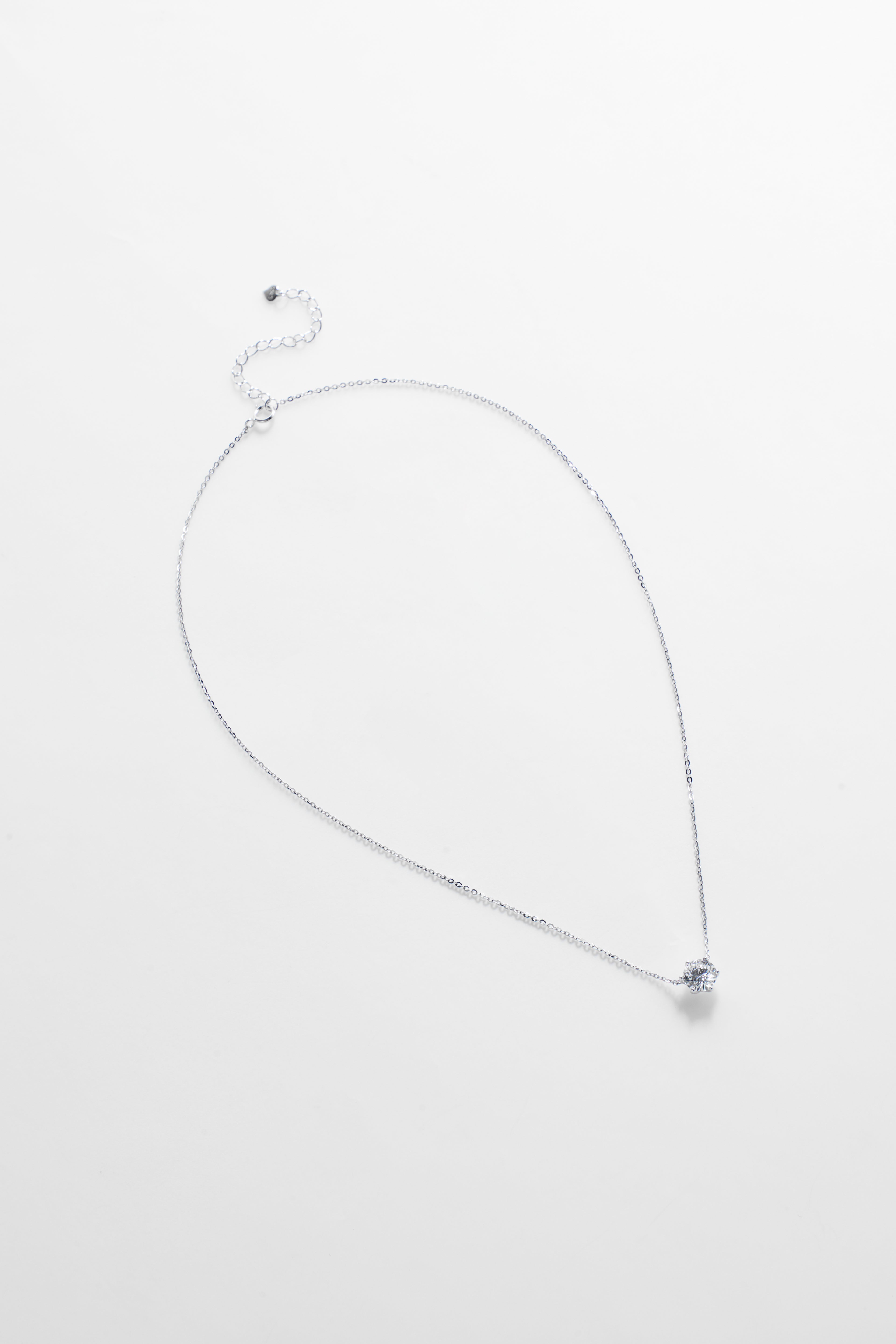 Silver-Plated single Diamond Shaped CZ Necklace for Women